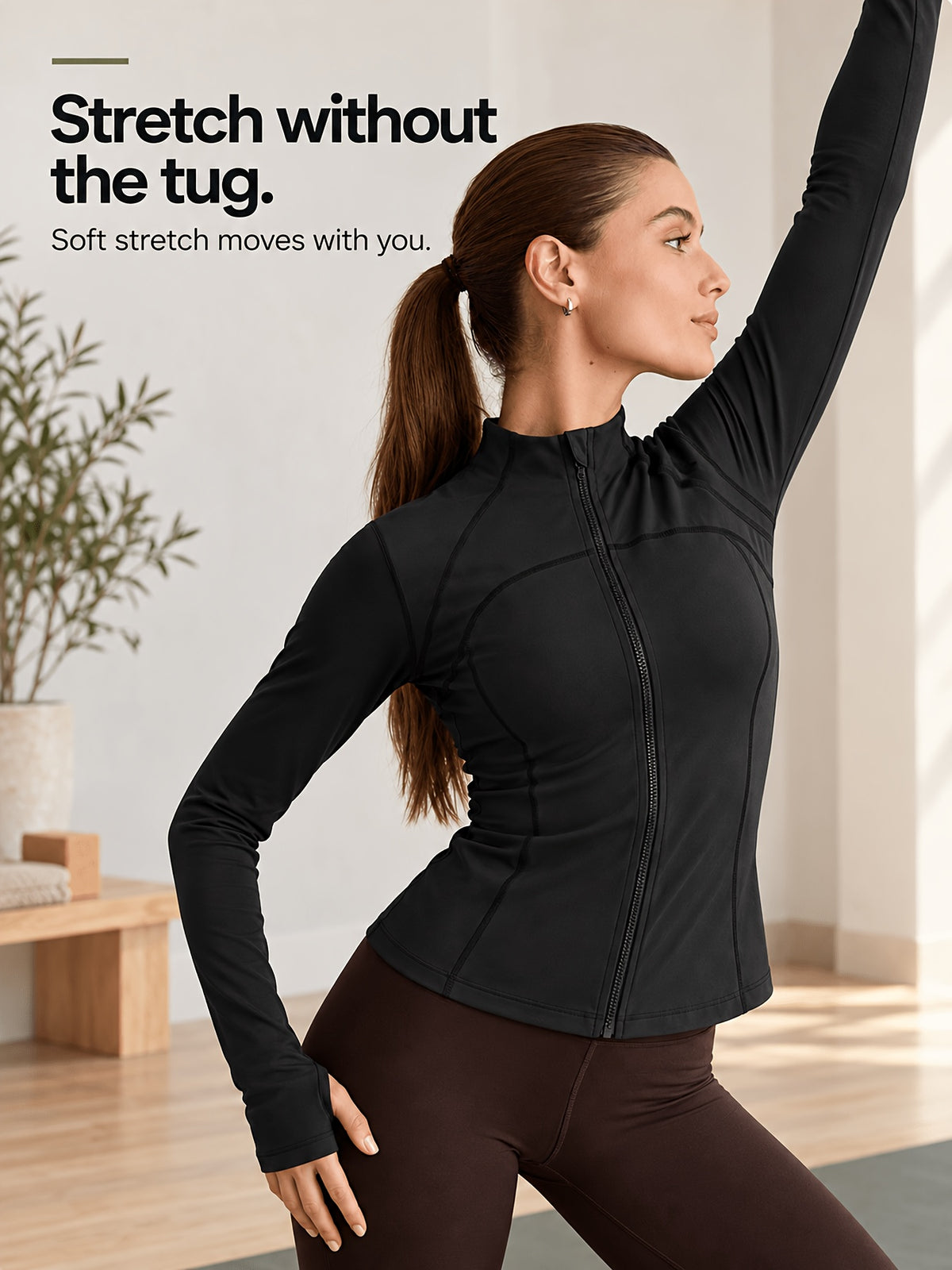 Waist Cinching Cropped Thumbhole Jacket - Black