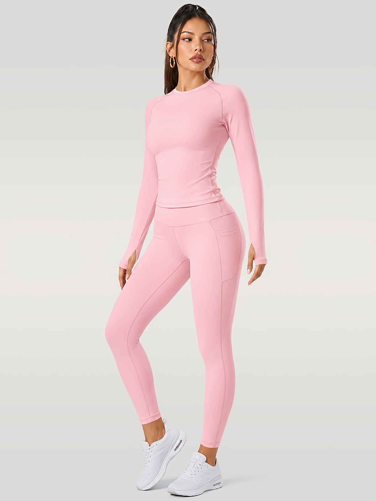 Long Sleeve Top & Leggings Set - Pink