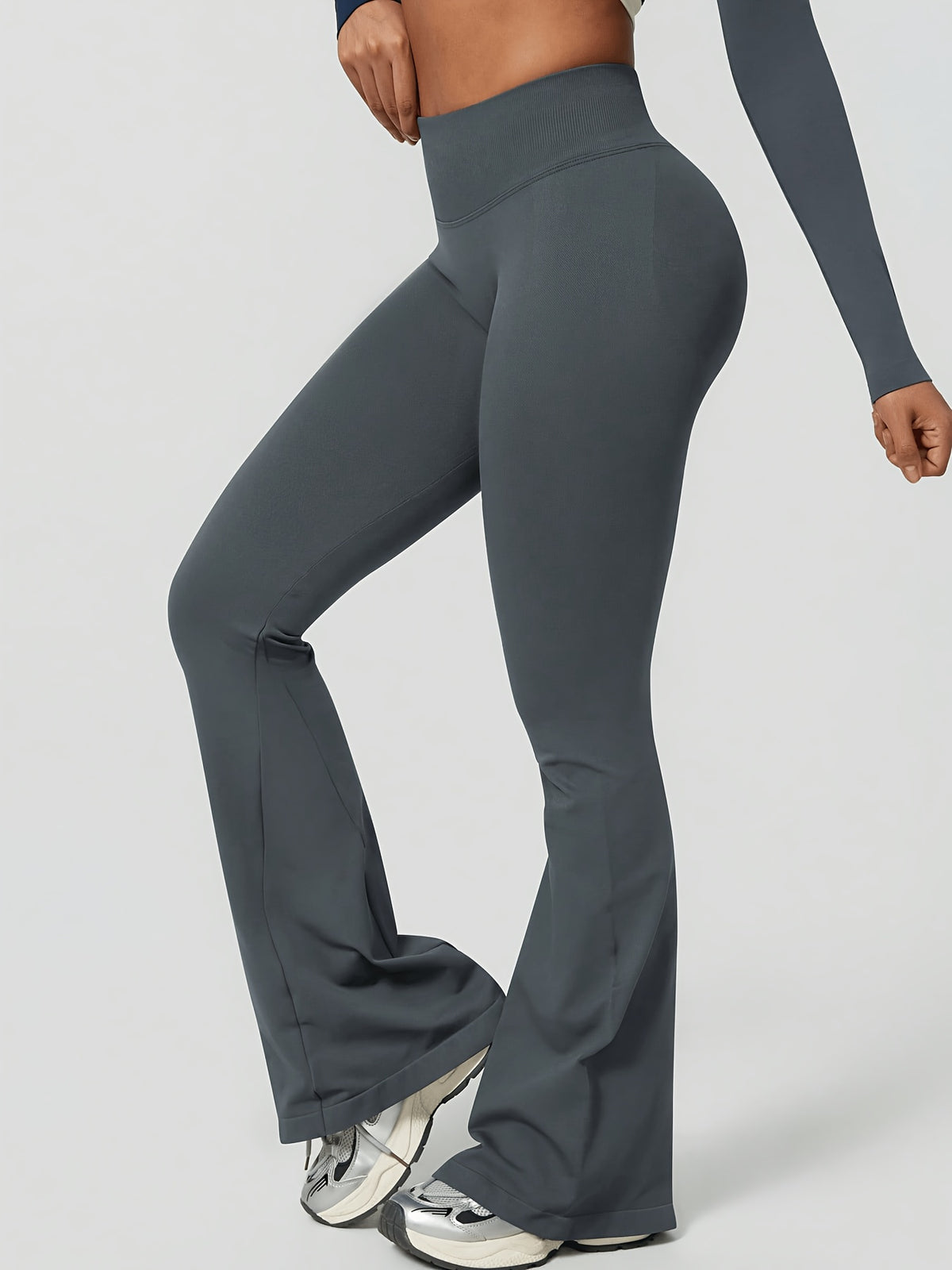 High Waist Lifting Flare Leggings - Dark Grey