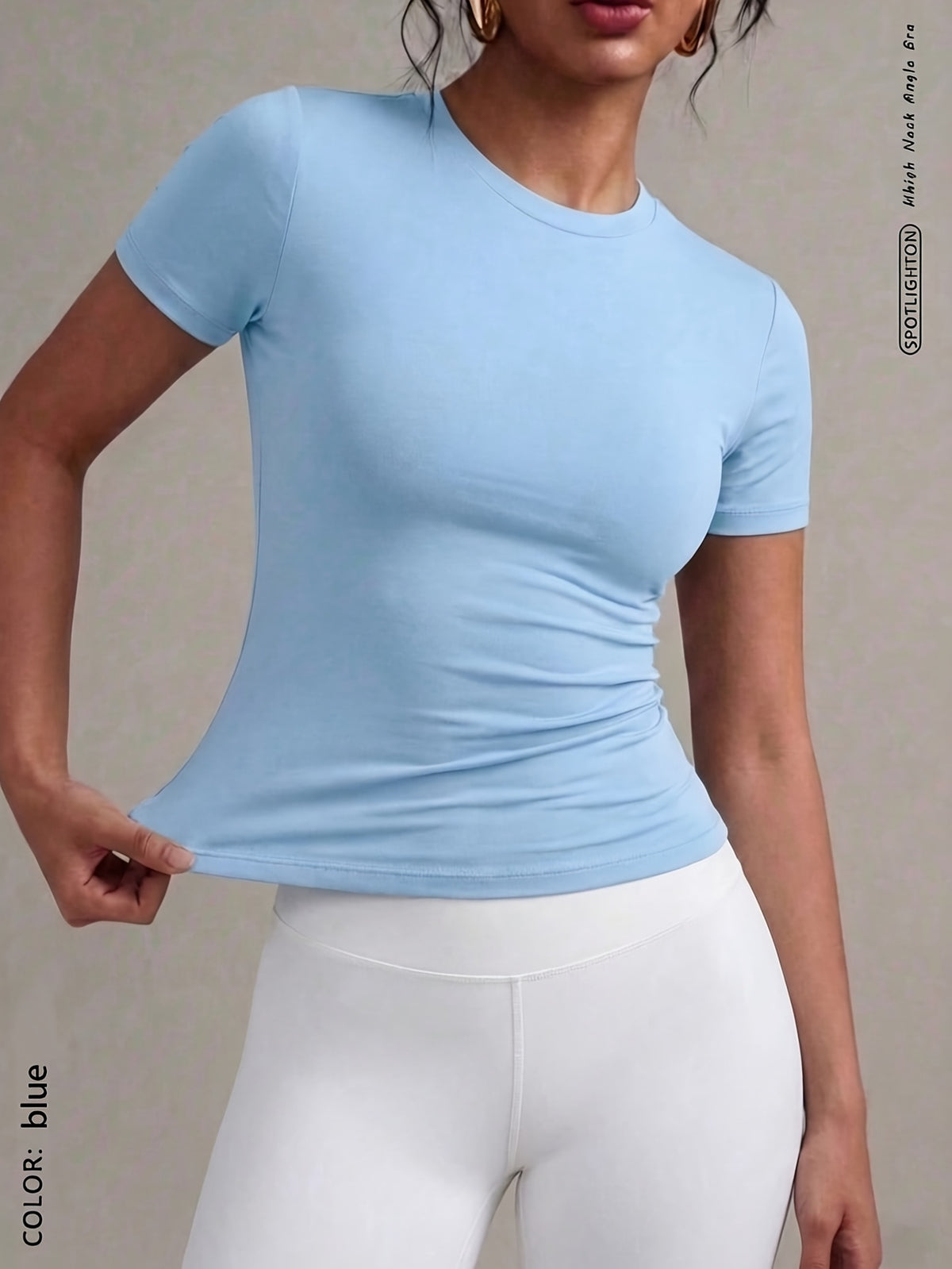 Slim Fit Short Sleeve Sports Tee - Sky Blue
