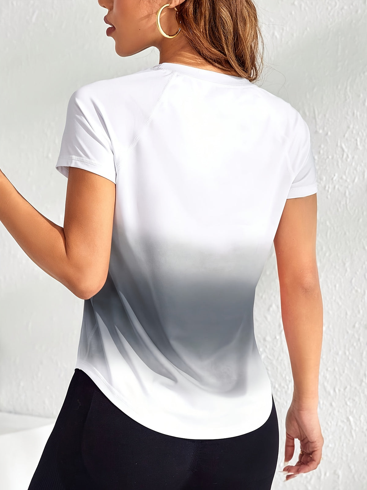 Tie-Dye Mesh Patchwork Sports Tee - Grey Ombre