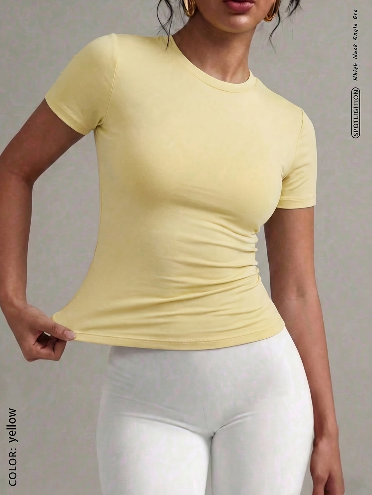 Slim Fit Short Sleeve Sports Tee - Yellow