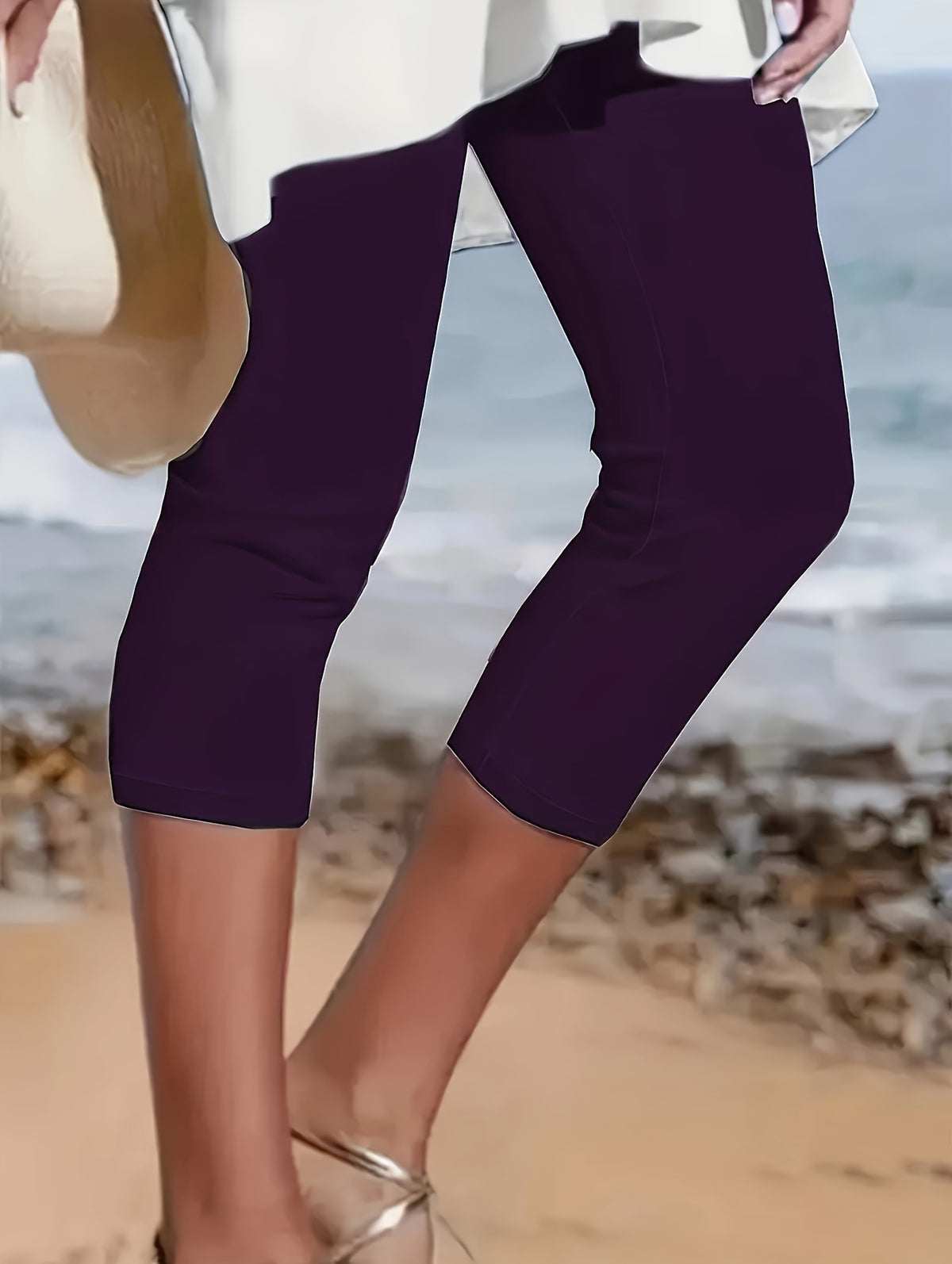 Casual Sports Yoga Capri Pants - Deep Purple