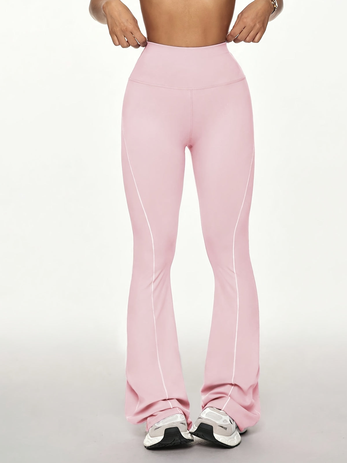 Contour Seam Flare Pants - Pink