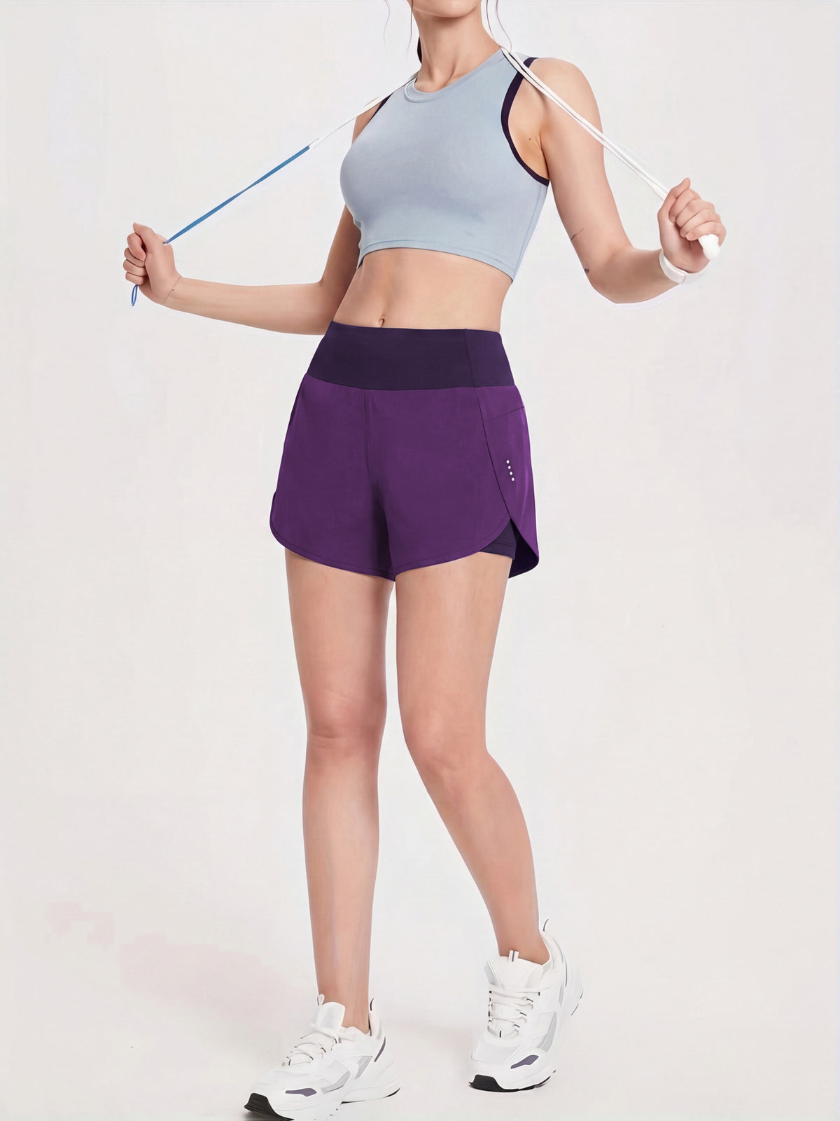 Pocket Anti-Sheer High Waist Running Shorts - Deep Purple