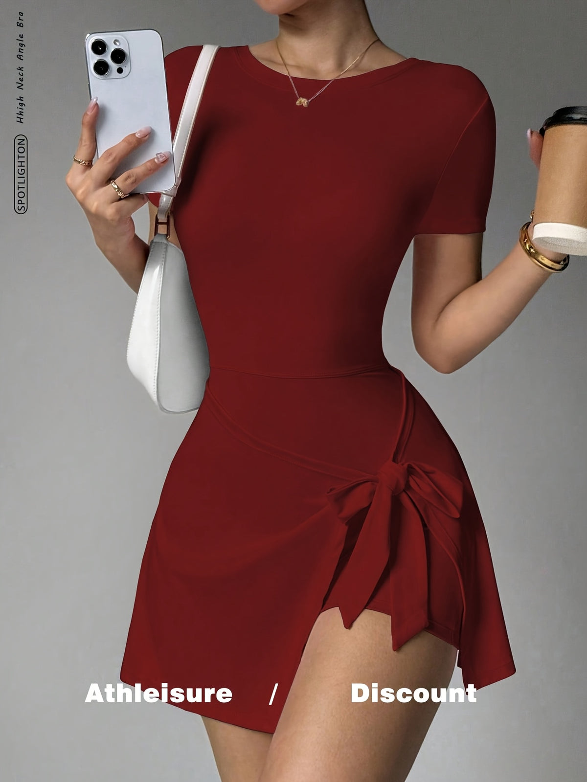 Wrap Tie Tennis Dress - Burgundy
