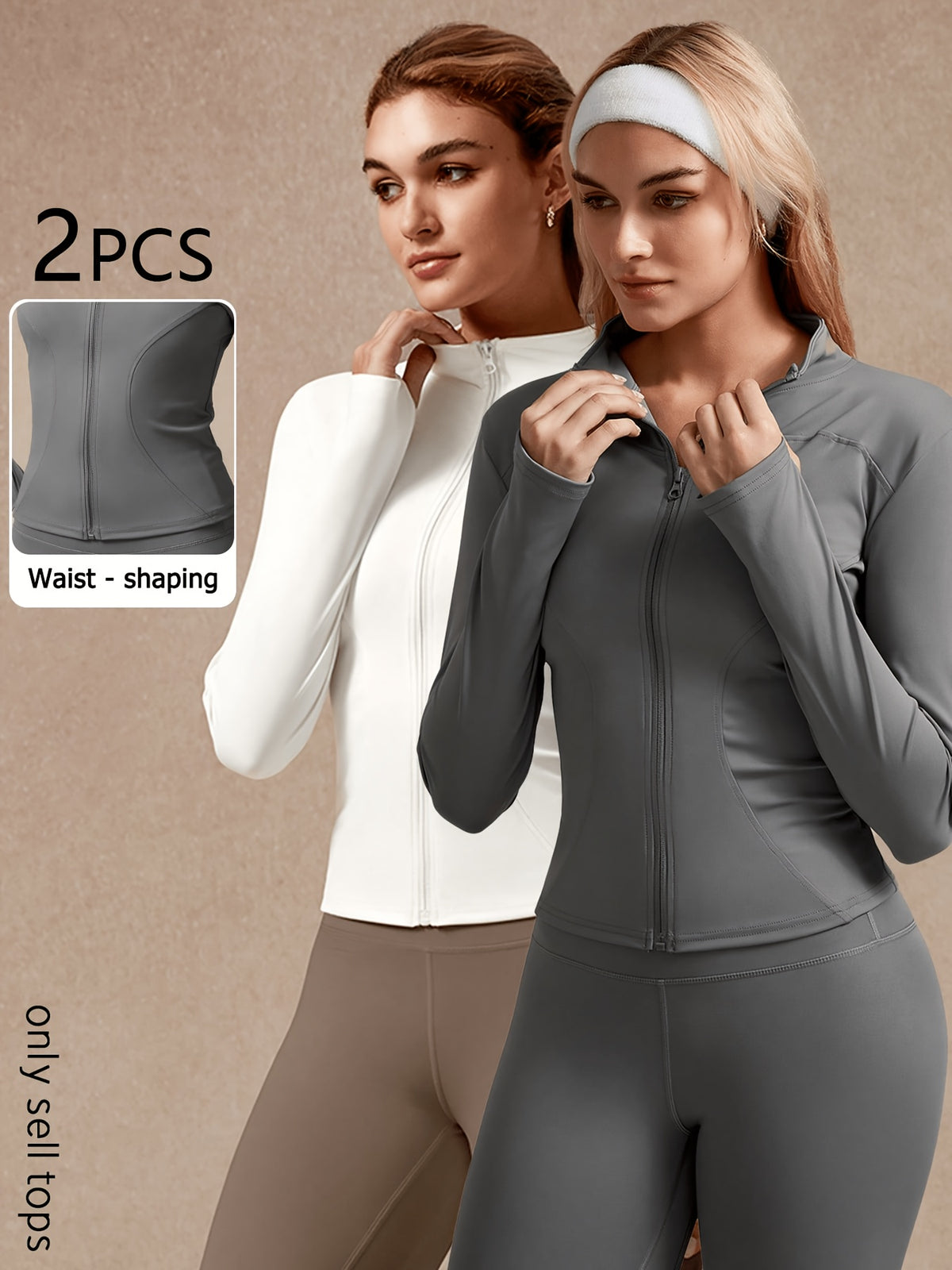 2 Pack Stand Collar Zip Jackets - White & Grey