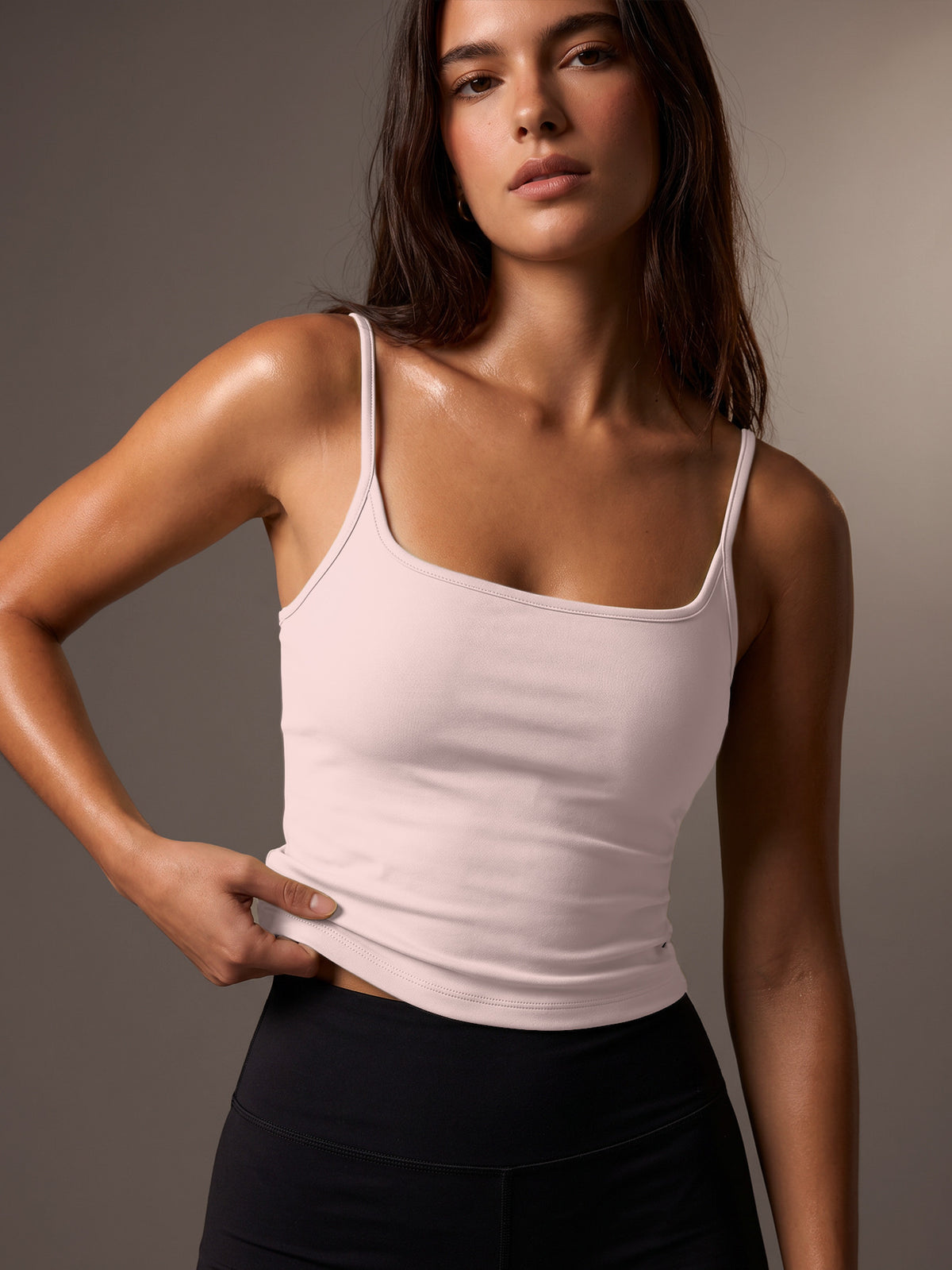 Halter Neck Stretch Tank Top - Hot Pink