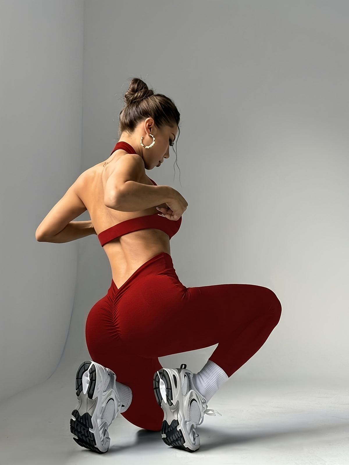 Halter Open Back Padded Bodysuit - Burgundy