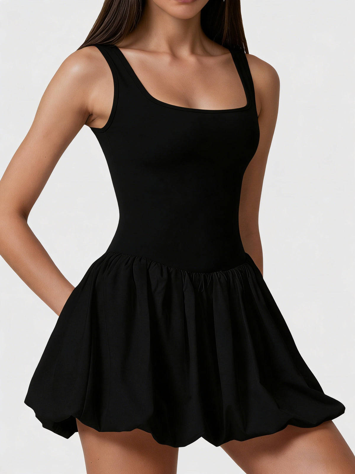 Backless Strappy Tennis Dress - Black