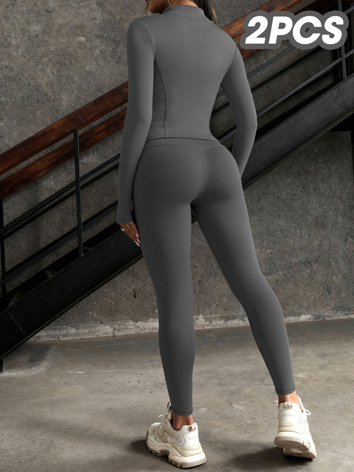 Thumbhole Jacket & Leggings Set - Grey
