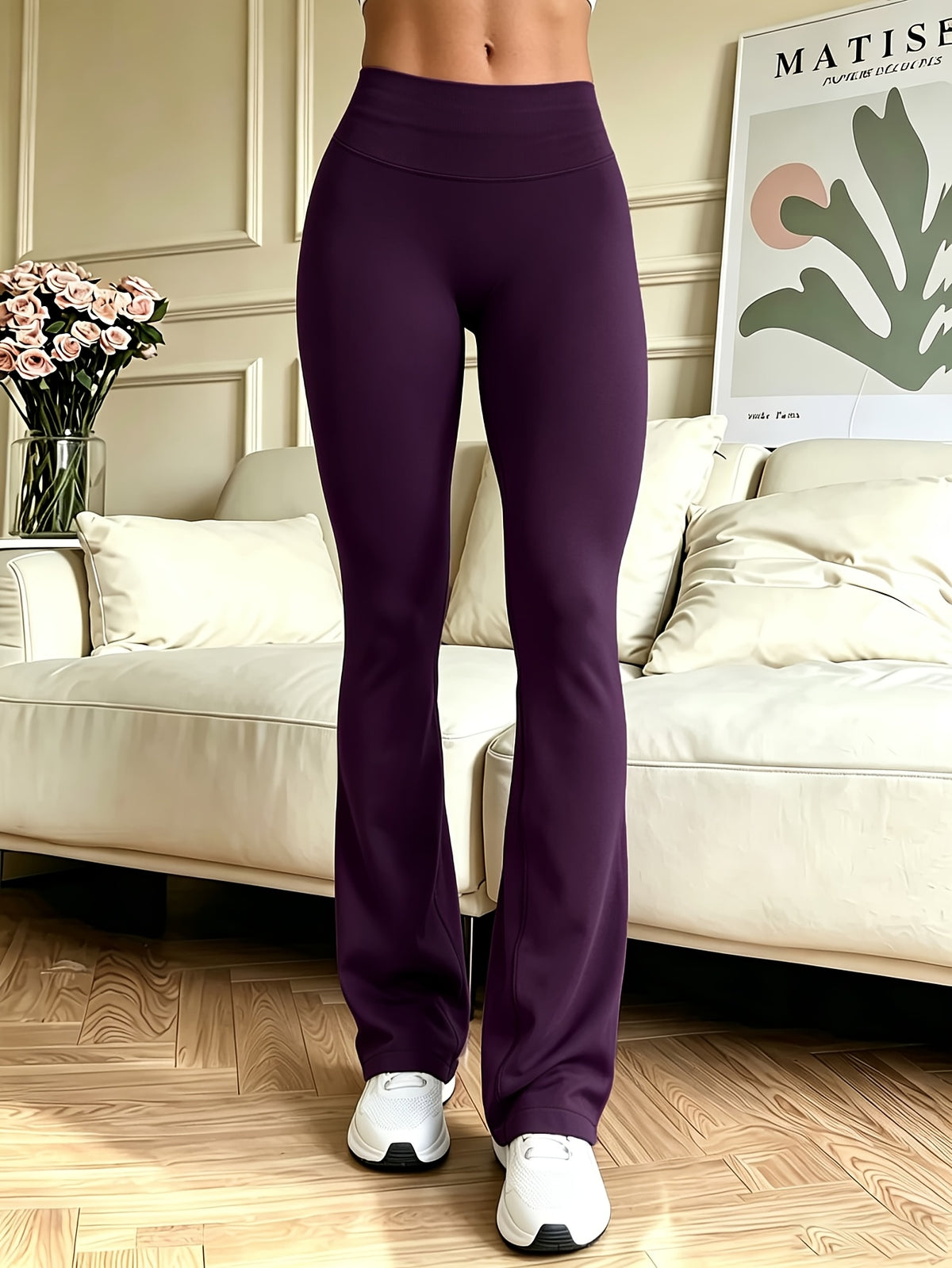 Peach Shaping Micro Flare Yoga Pants - Deep Purple
