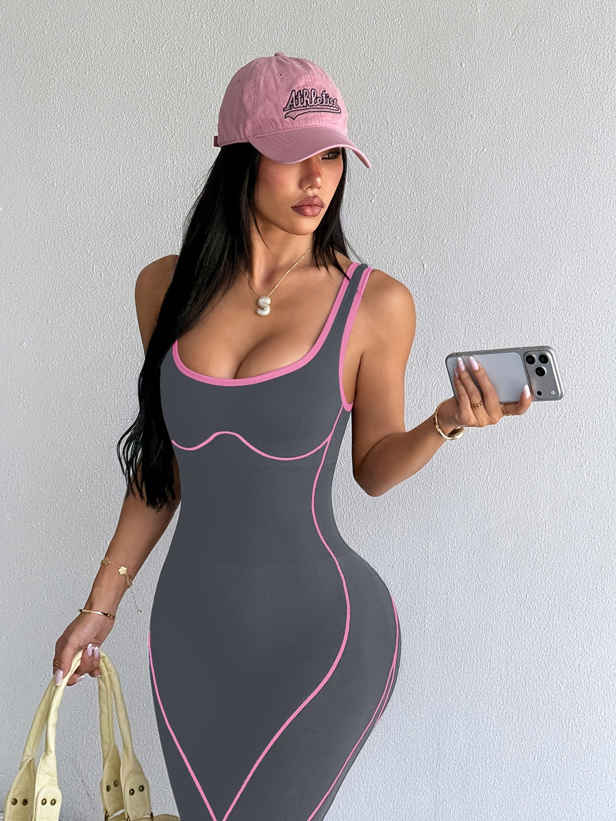 Contour Line Cami Jumpsuit - Dark Grey