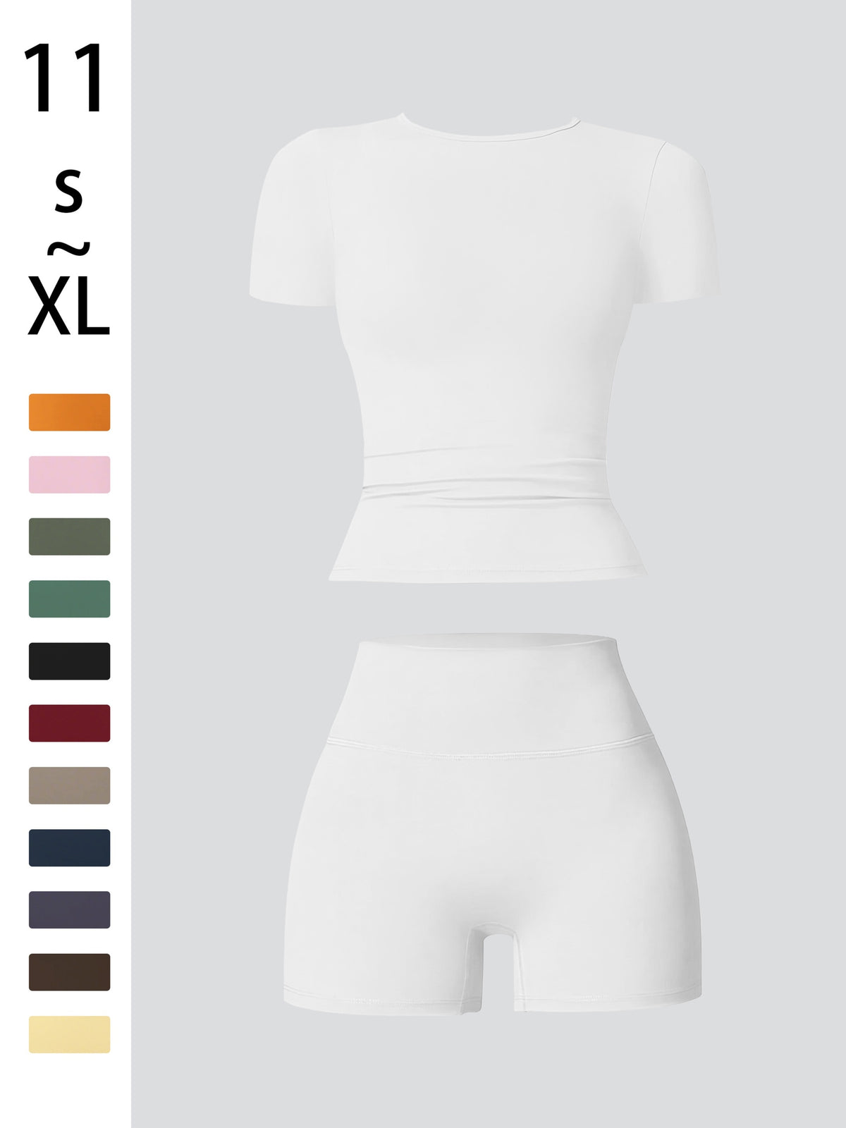 Tummy Control Top & Pocket Shorts Set - White