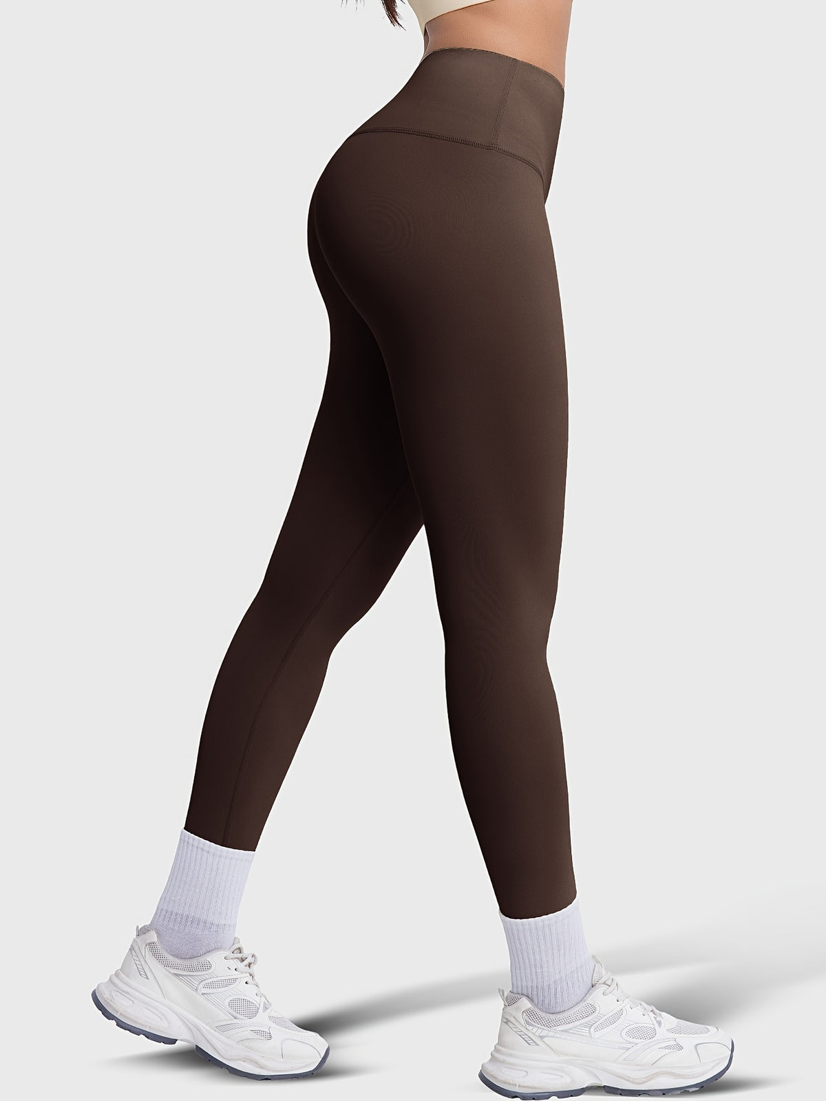 Crew Neck Tee & Leggings Set - Brown