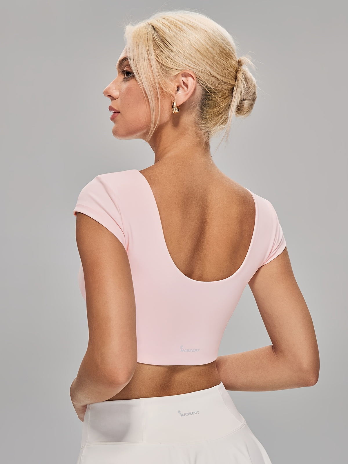 Square Neck Open Back Crop Top - Blush Grey