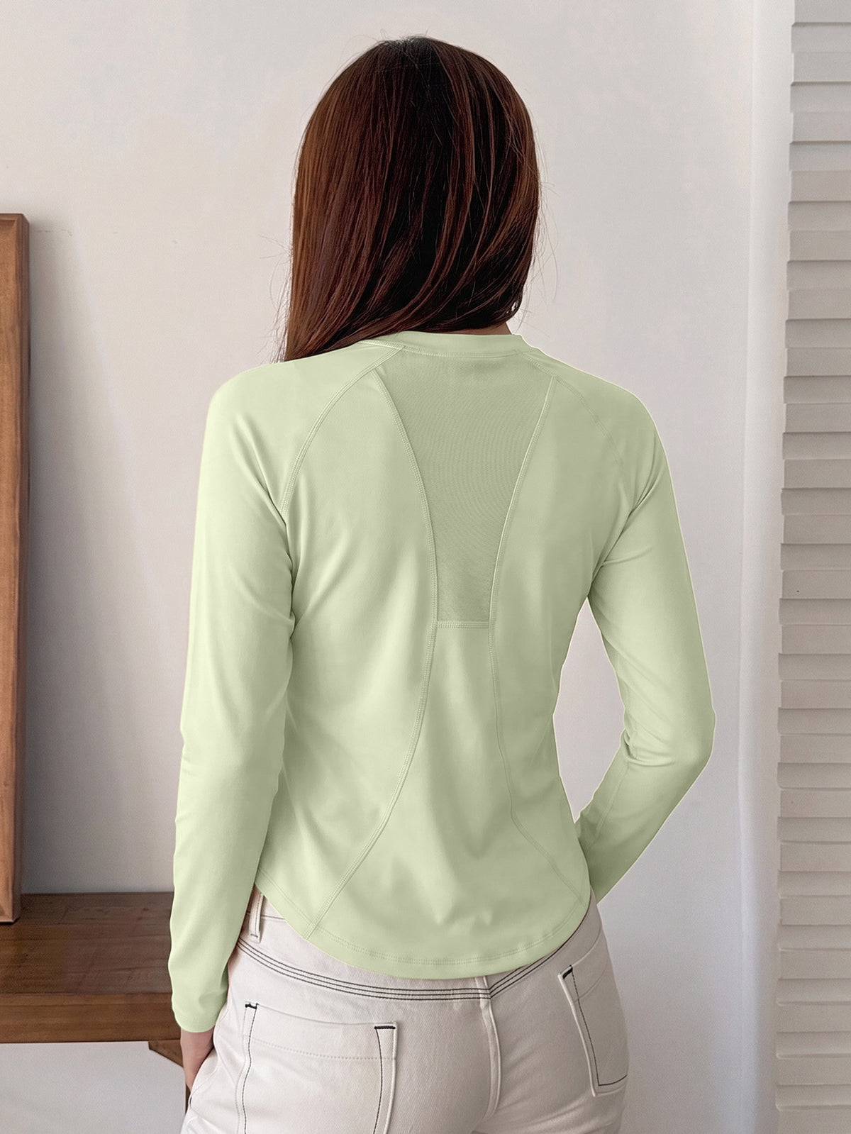 Mesh Back Panel Fitness Tee - Light Green