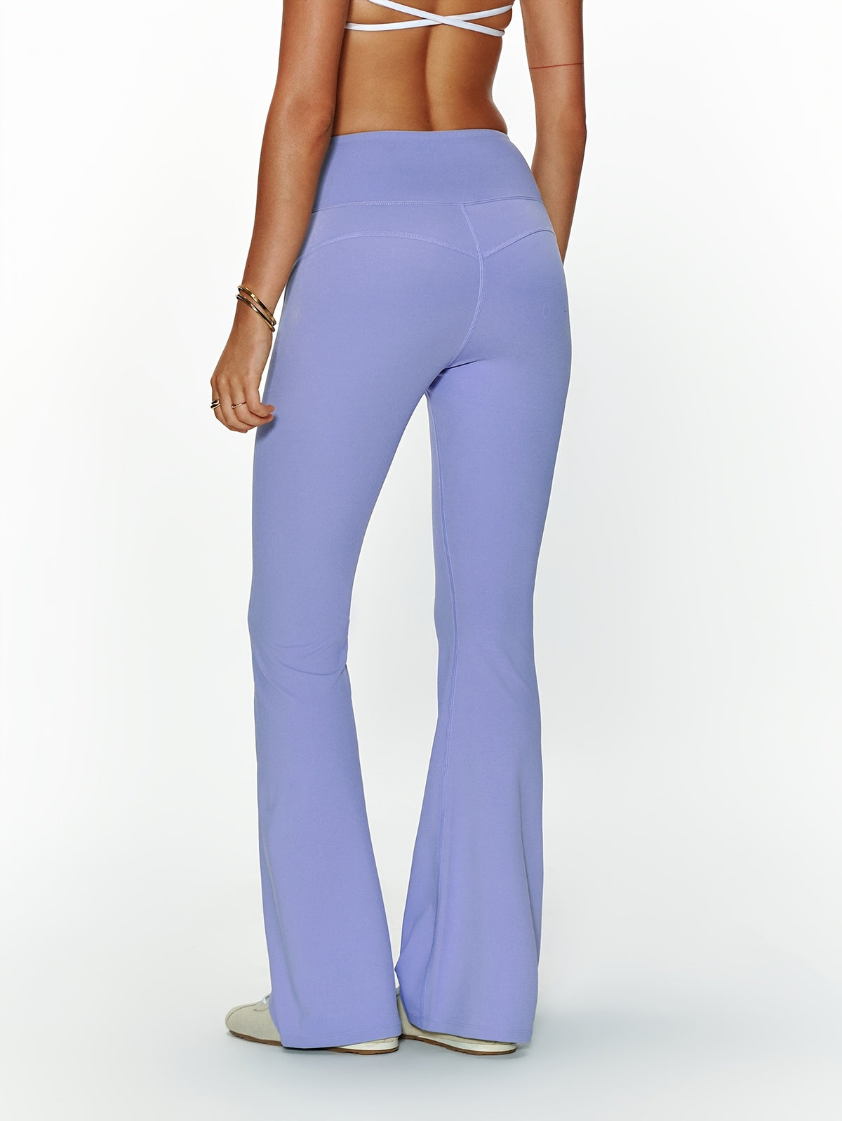 Wide Waistband Flare Pants - Lavender