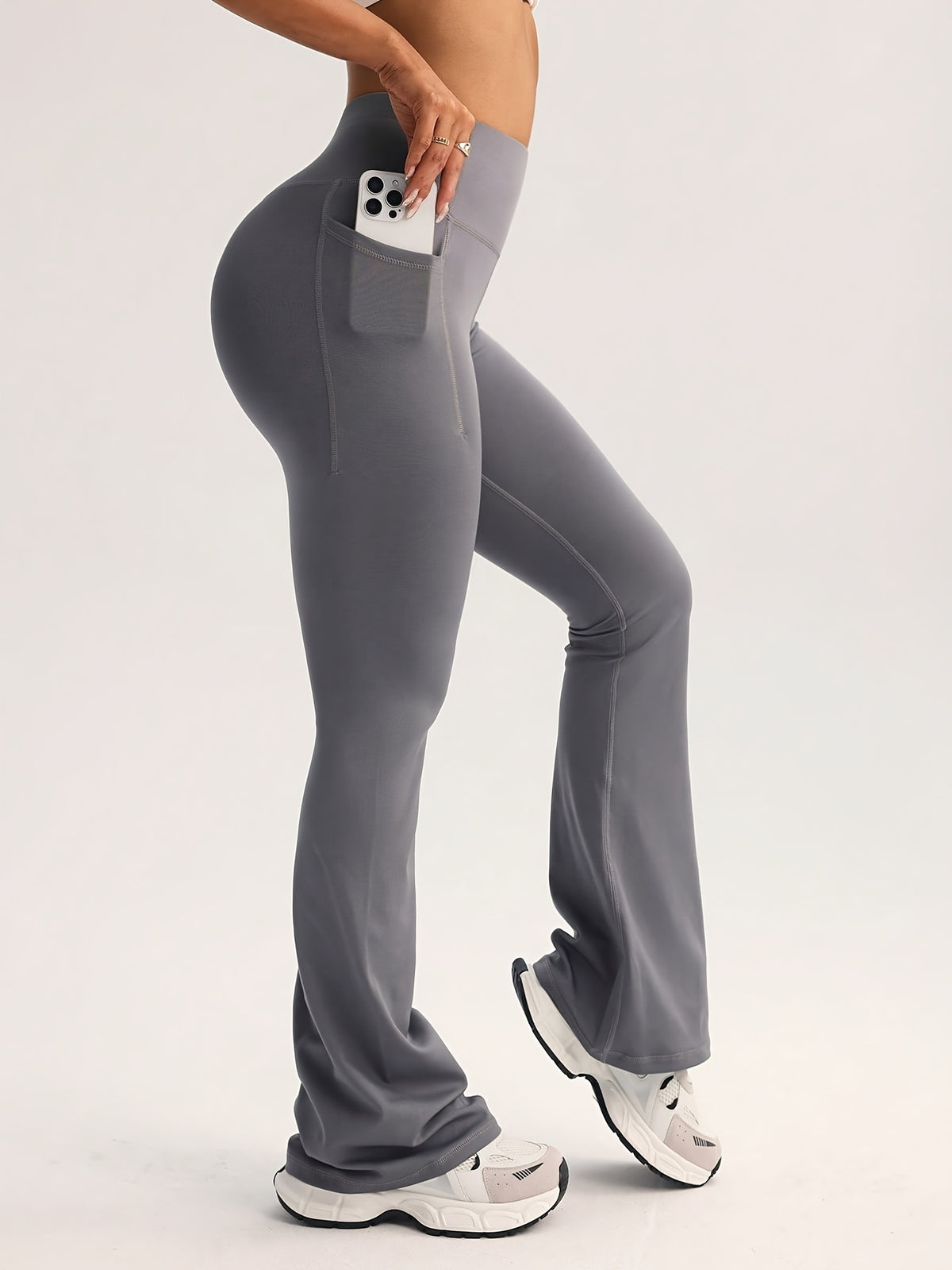 Pocket Flare Leggings - Silver Grey