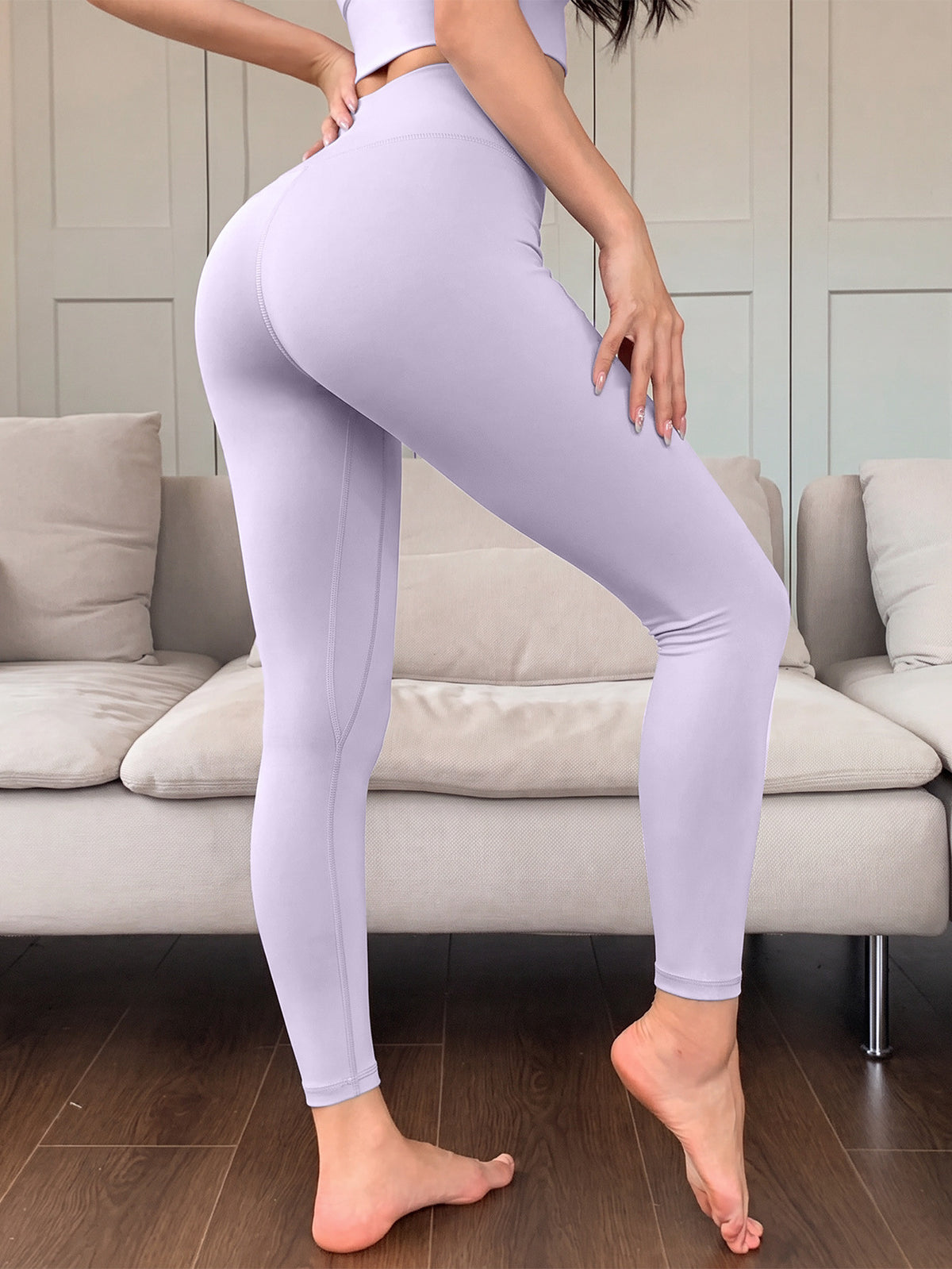 High Stretch Tummy Control Yoga Leggings - Light Purple