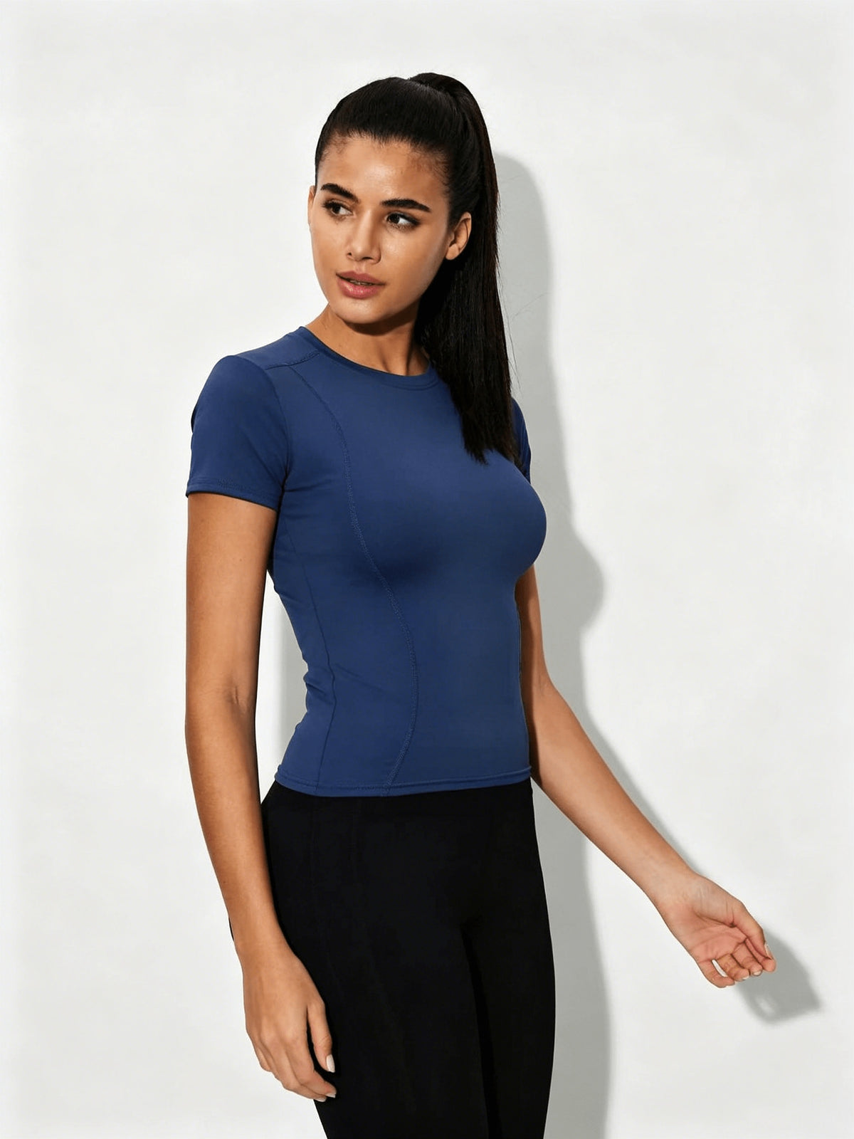Contrast Line Quick Dry Sport Tee - Navy