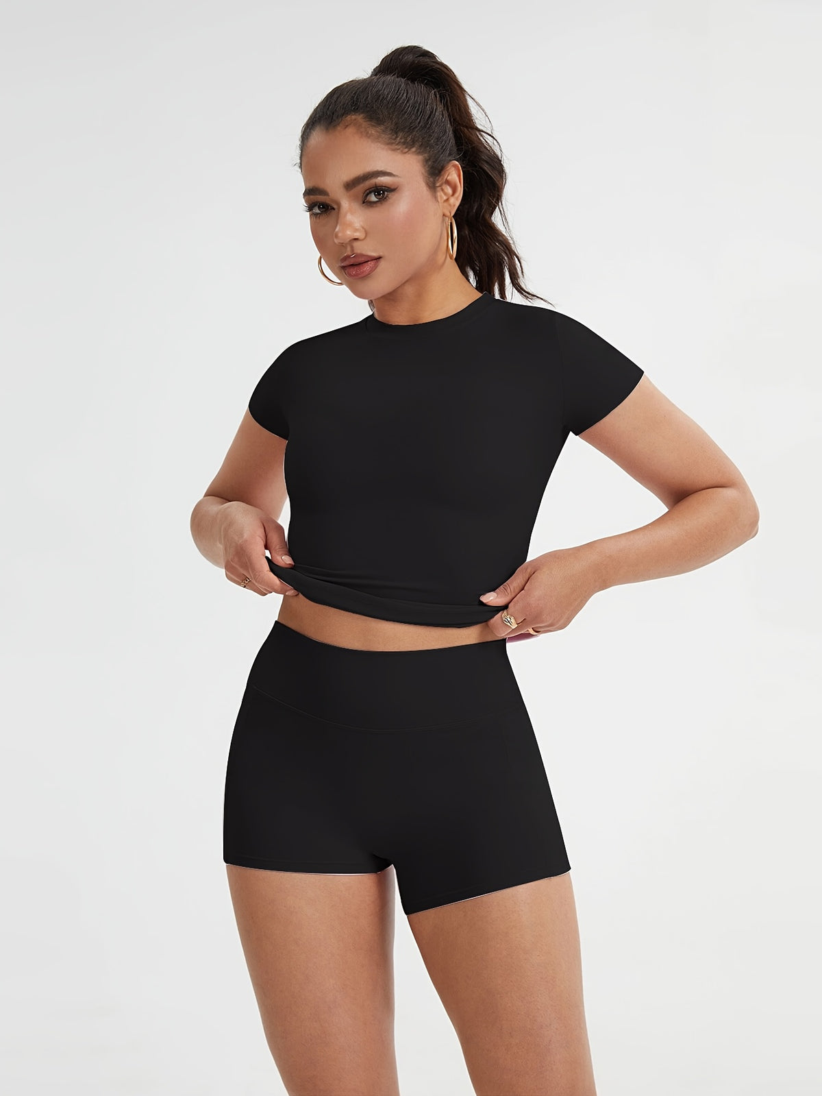 Breathable Slim Fit Sports Tee - Black