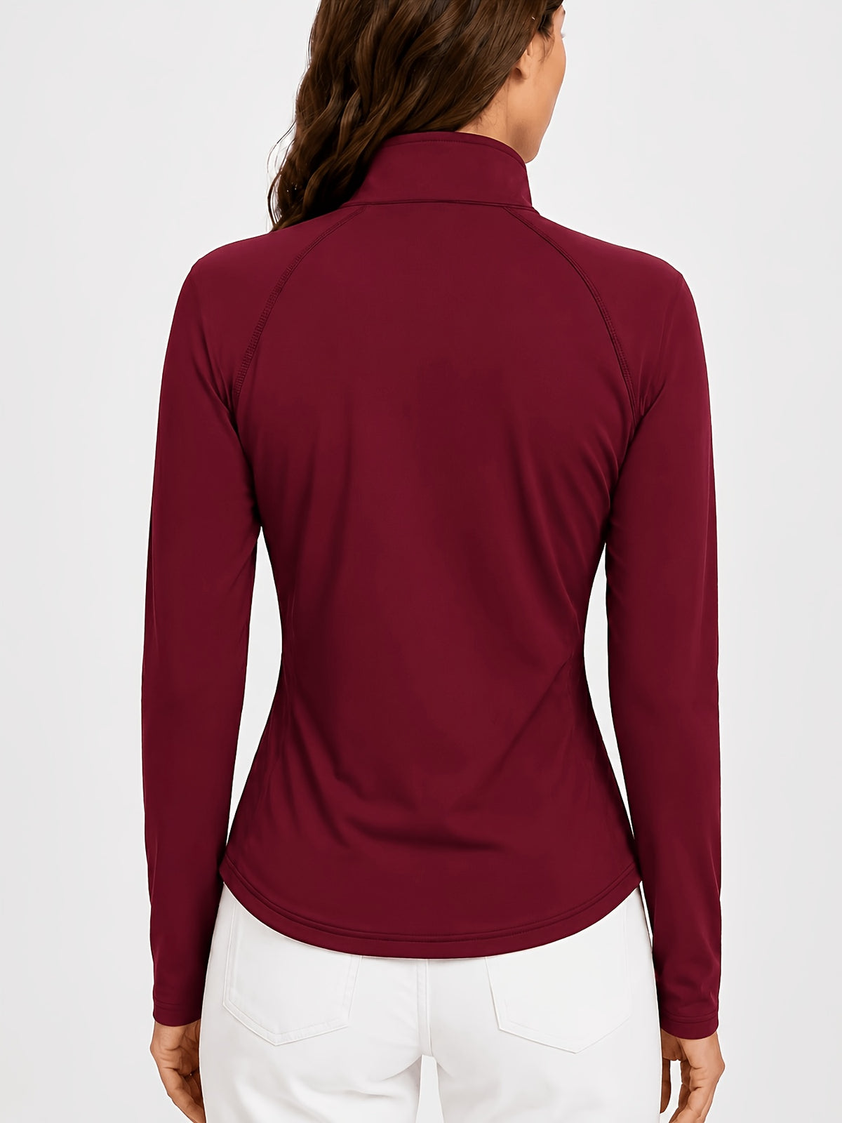 Stand Collar Double Sided Zip Jacket - Burgundy
