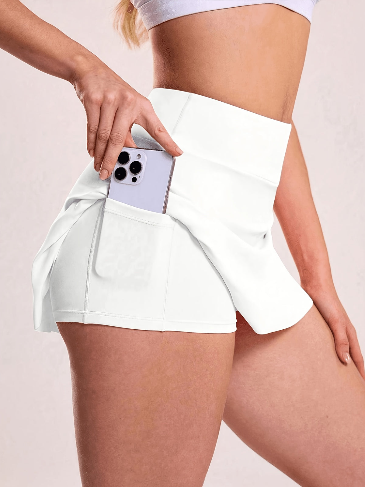 Contrast Trim Pocket Tennis Skirt - White