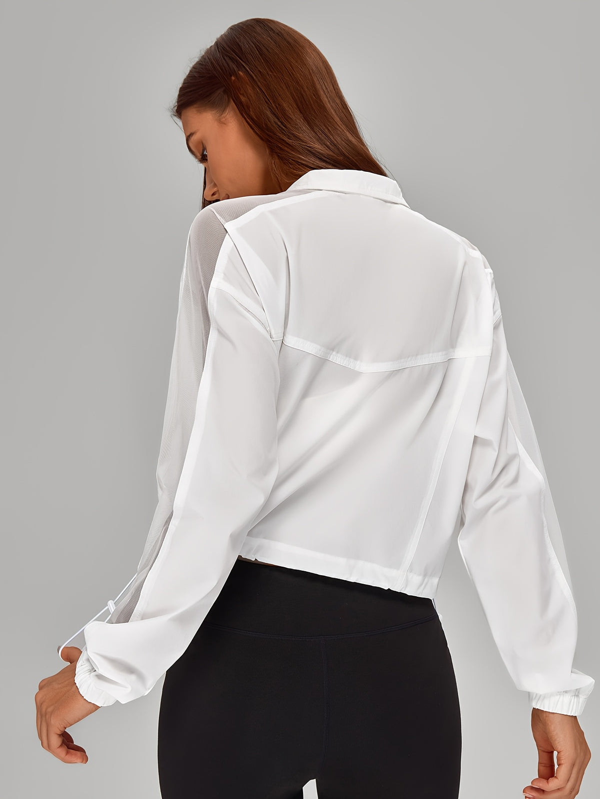 Mesh Panel Zip Jacket - White