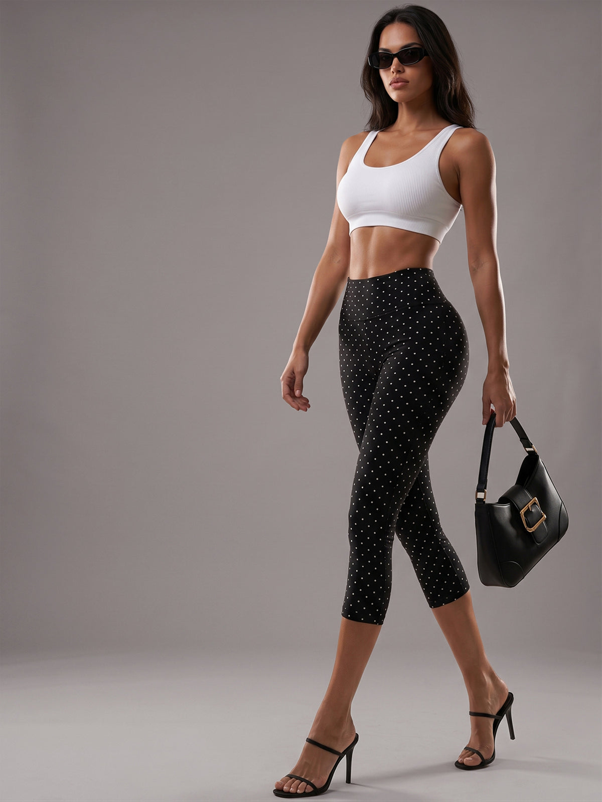High Waist Lifting Capri Leggings - Black
