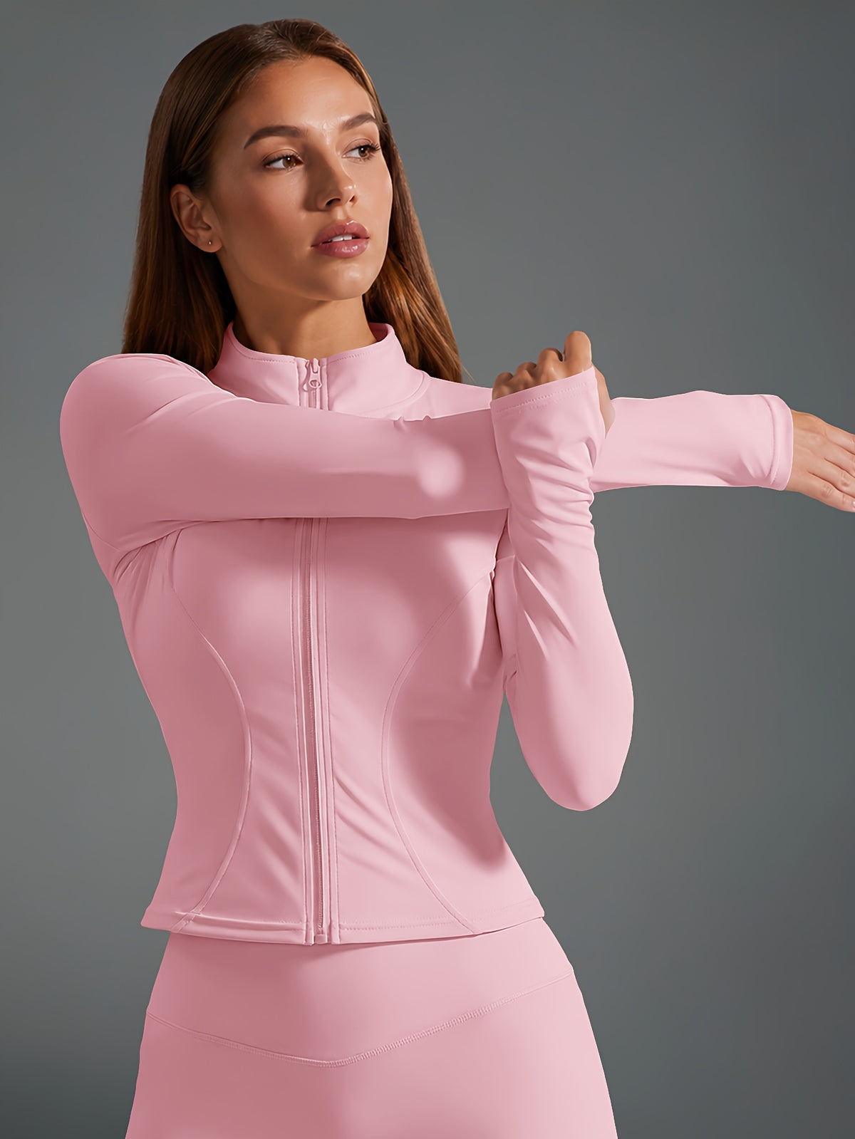 Quick Dry Long Sleeve Sports Jacket - Pink