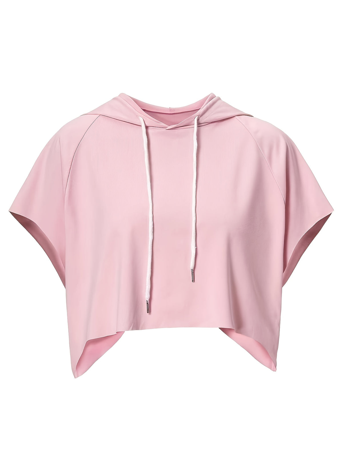 Batwing Hoodie & Cross Back Bra 3 Piece Set - Black Pink
