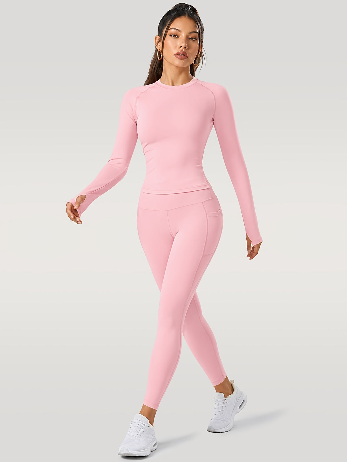 Long Sleeve Top & Leggings Set - Pink
