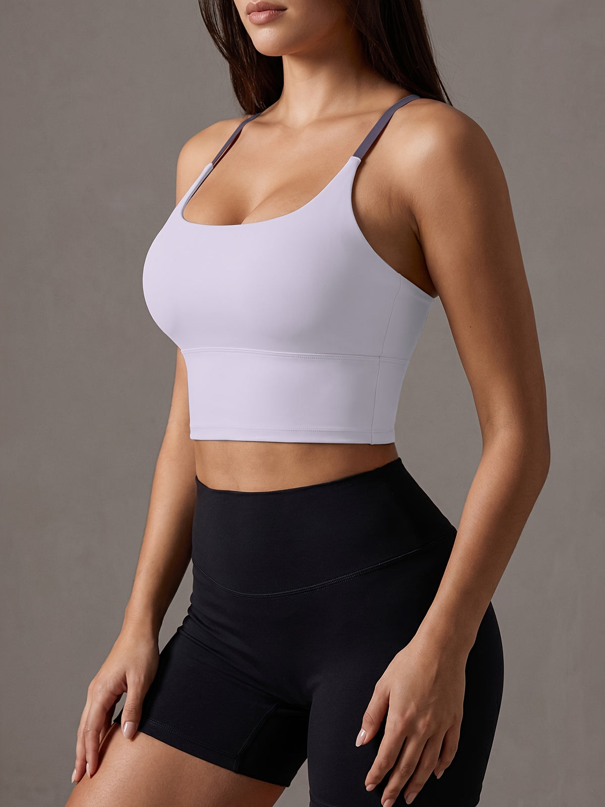 2 Pack Color Block Padded Tank Tops - Purple & Pink