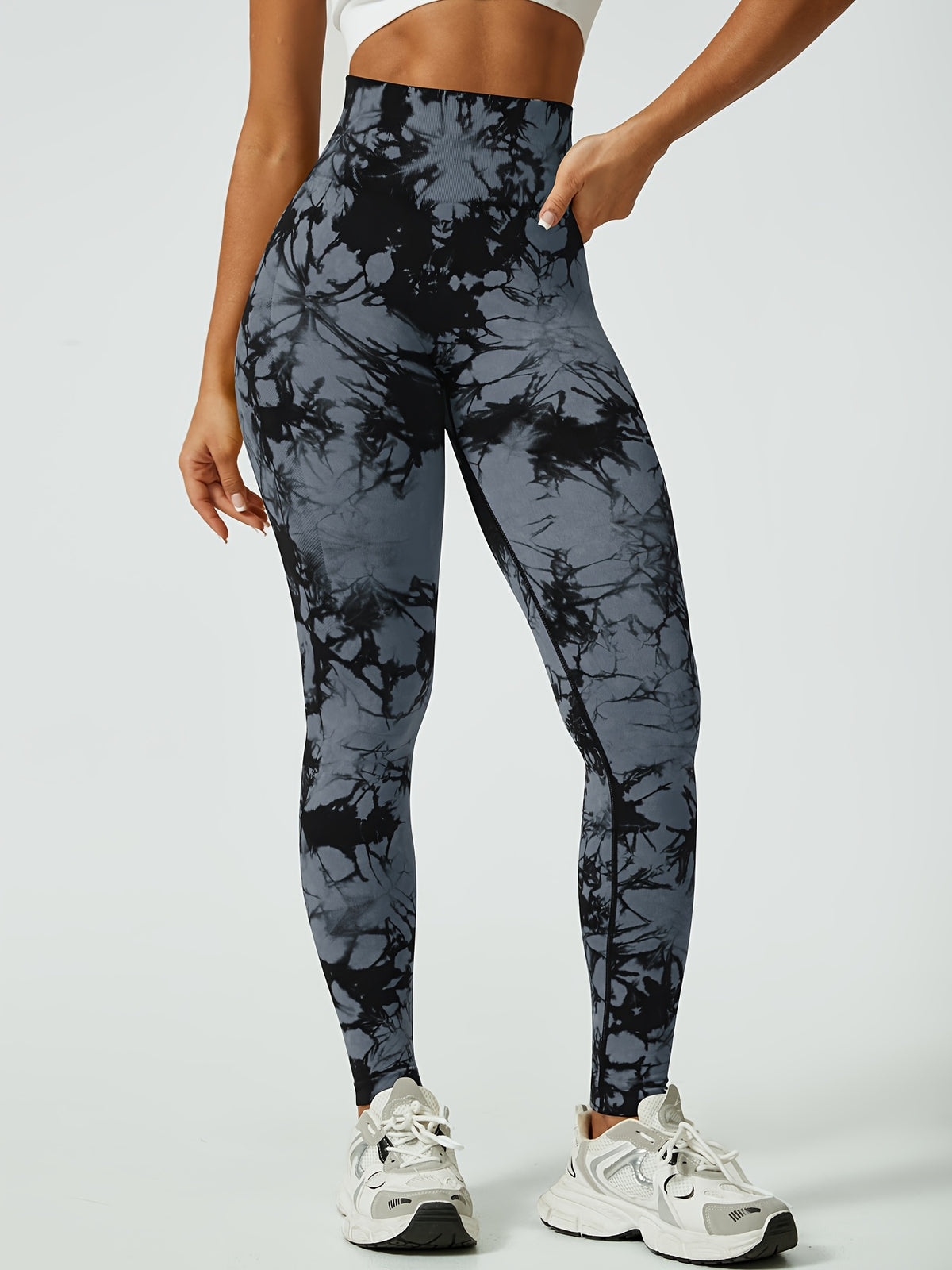 Tie Dye Seamless Leggings - Grey Tie Dye