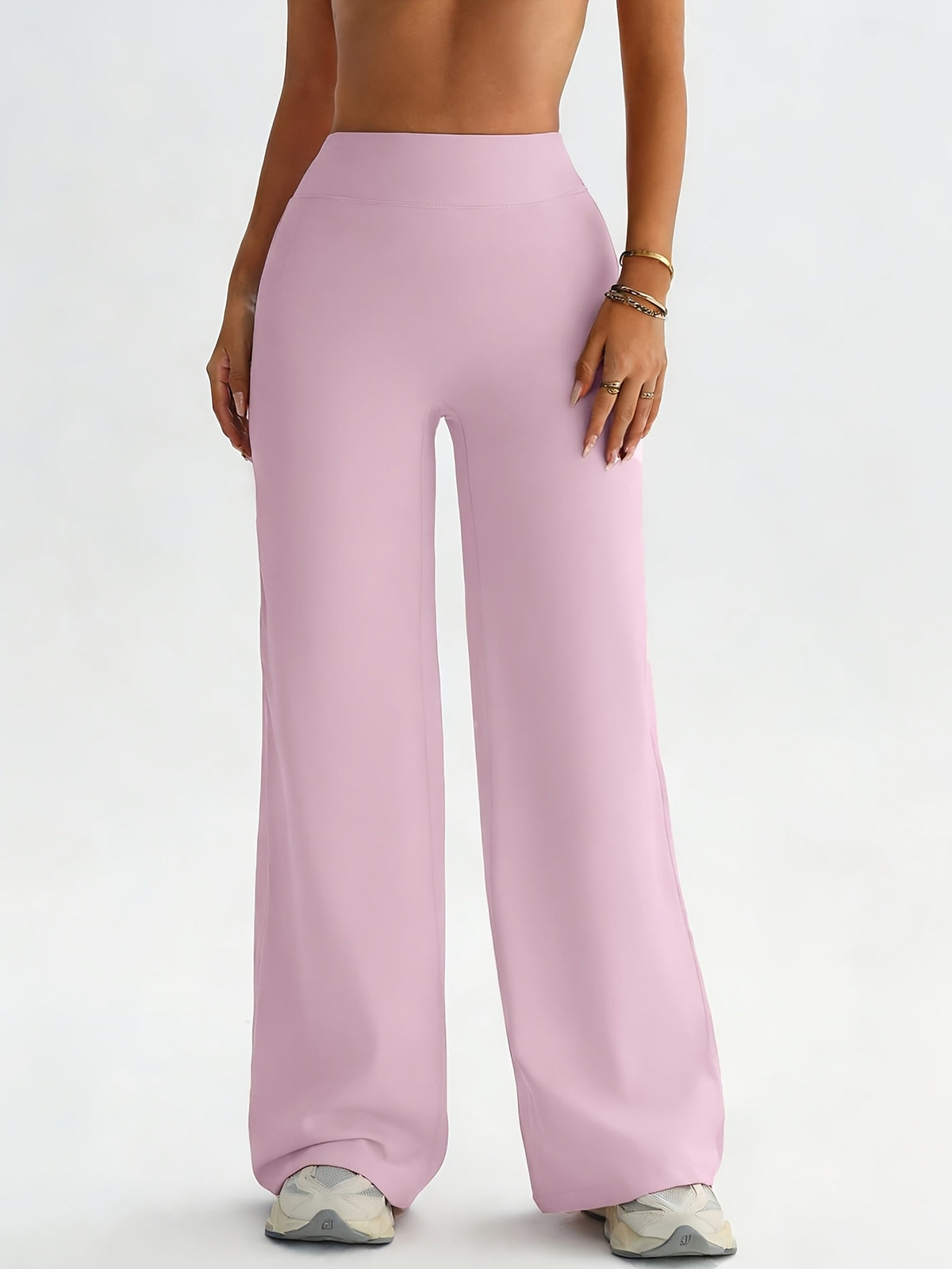 High Waist Flare Yoga Pants - Pink Red