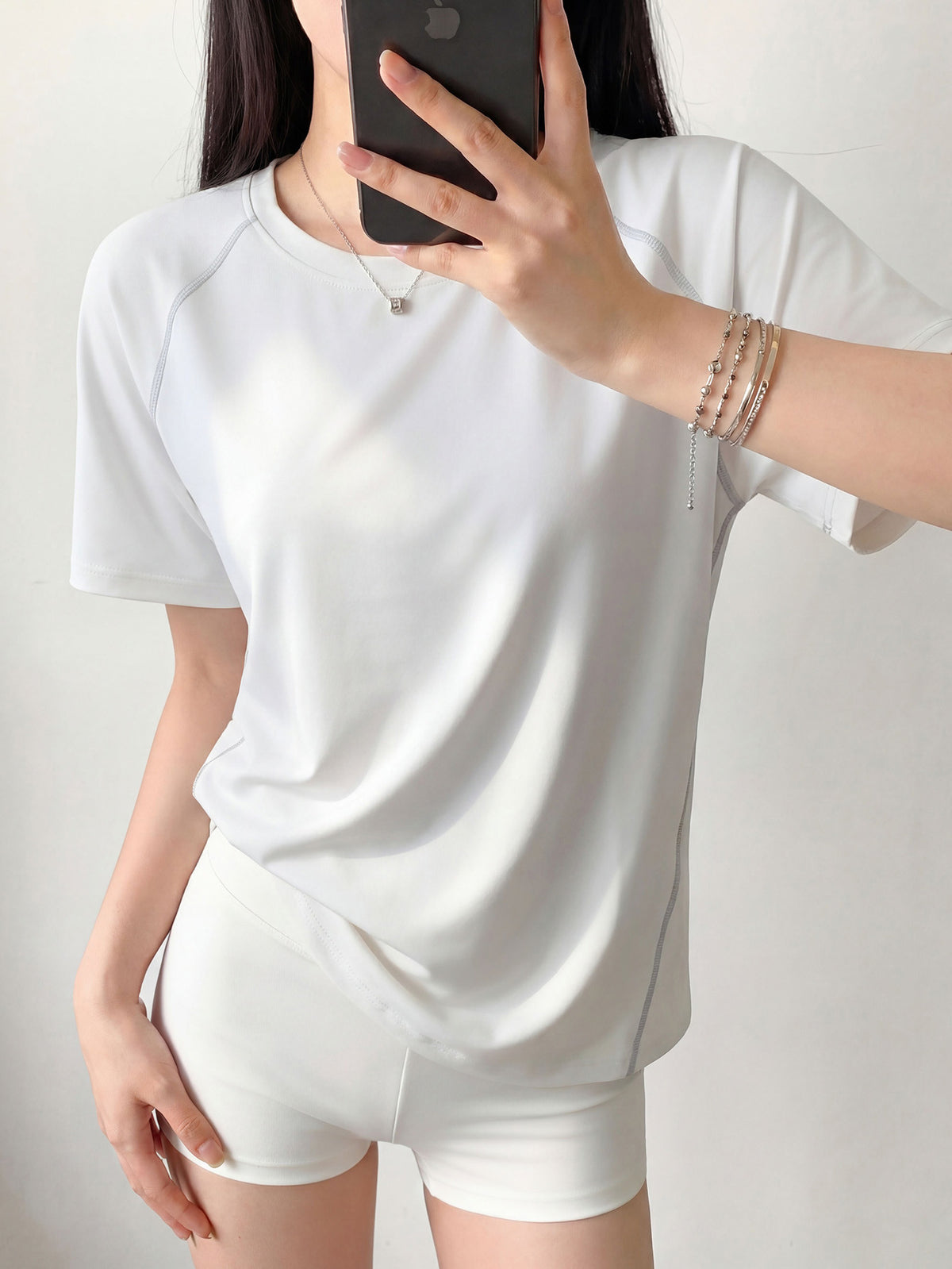 Quick Dry Short Sleeve Workout Tee - White