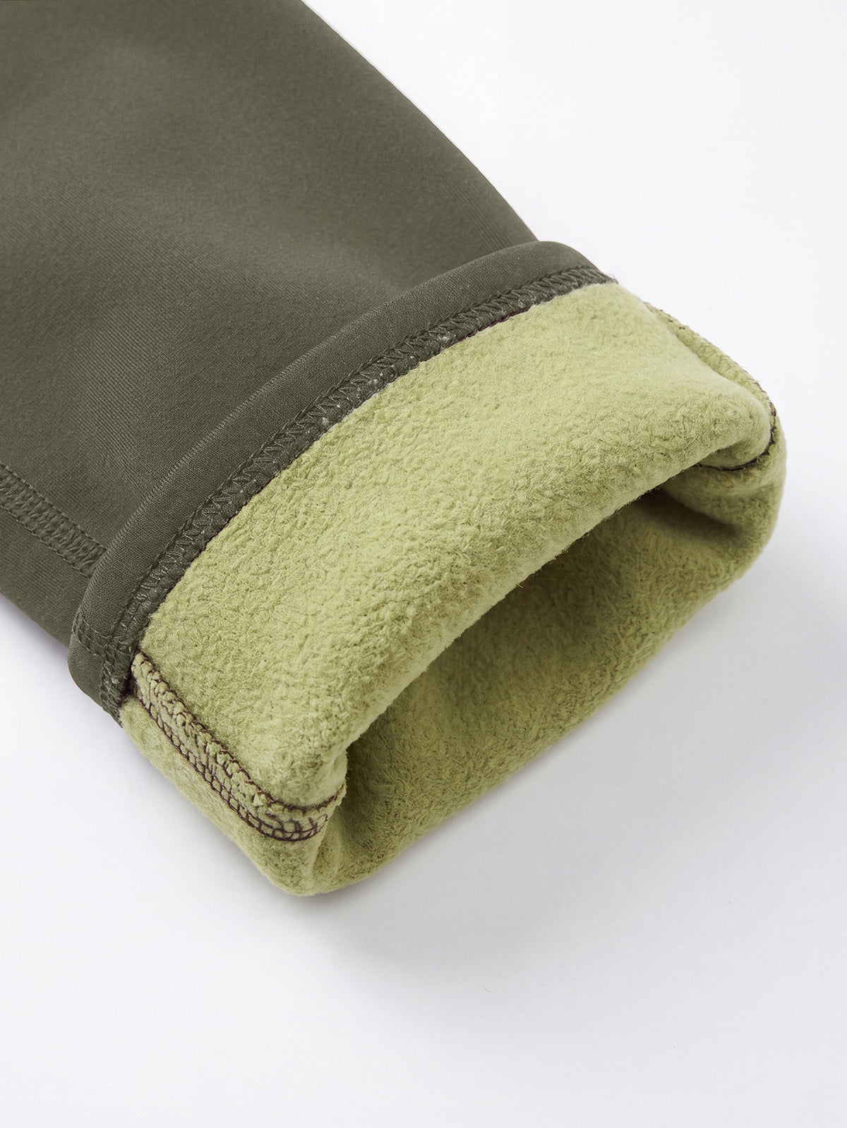 Fleece Lined Tummy Control Leggings - Olive Green