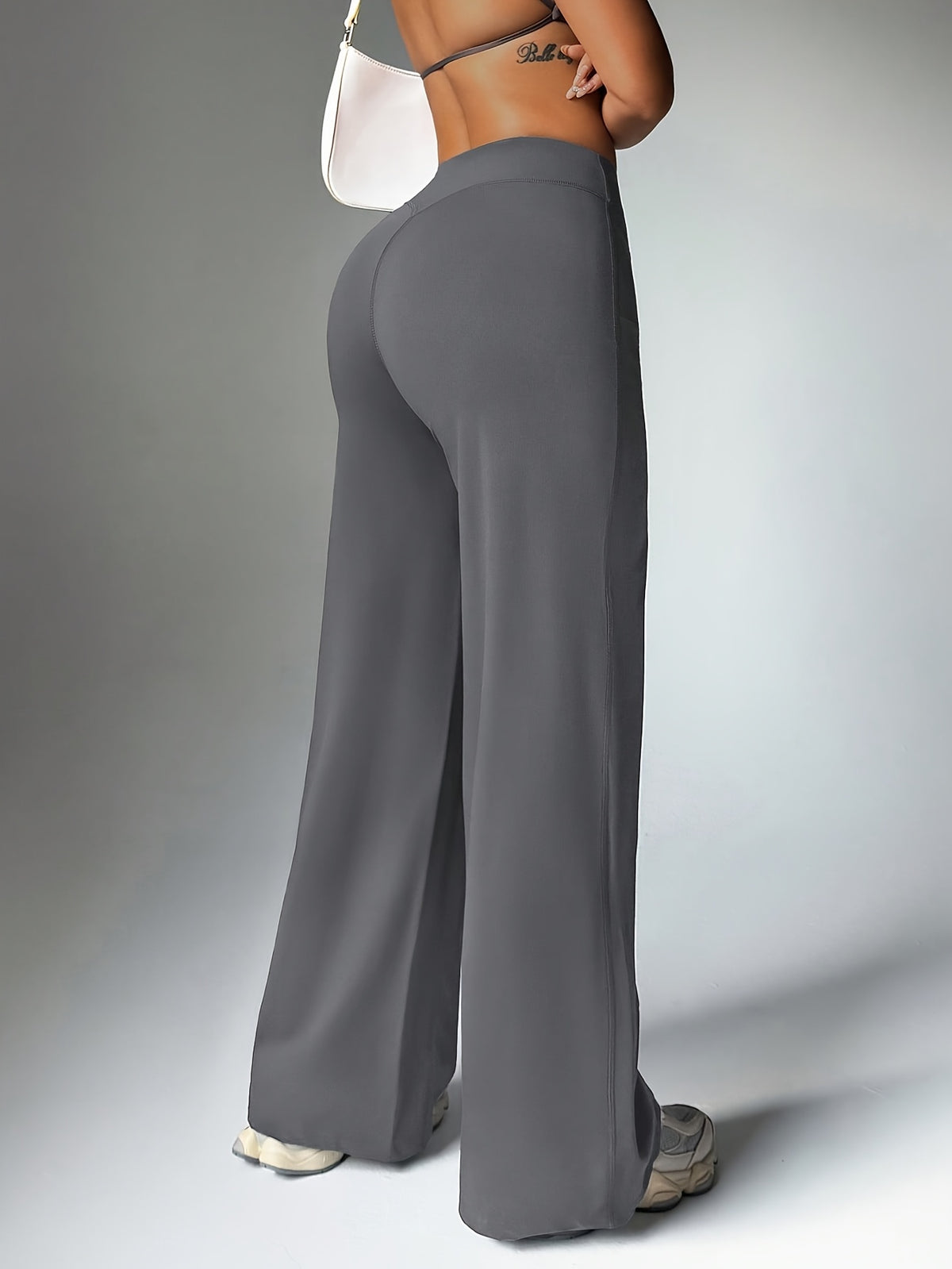 High Waist Flare Yoga Pants - Grey