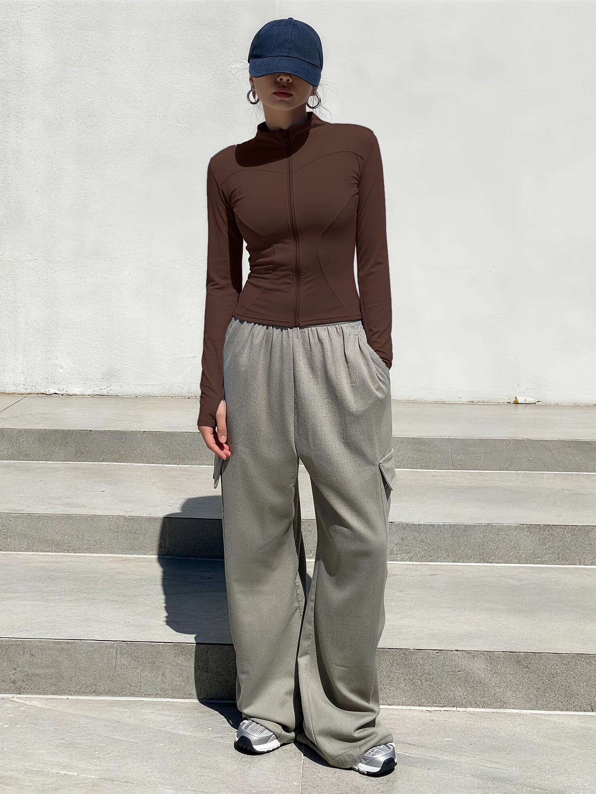 Sweat Wicking Stretch Pilates Jacket - Coffee Brown