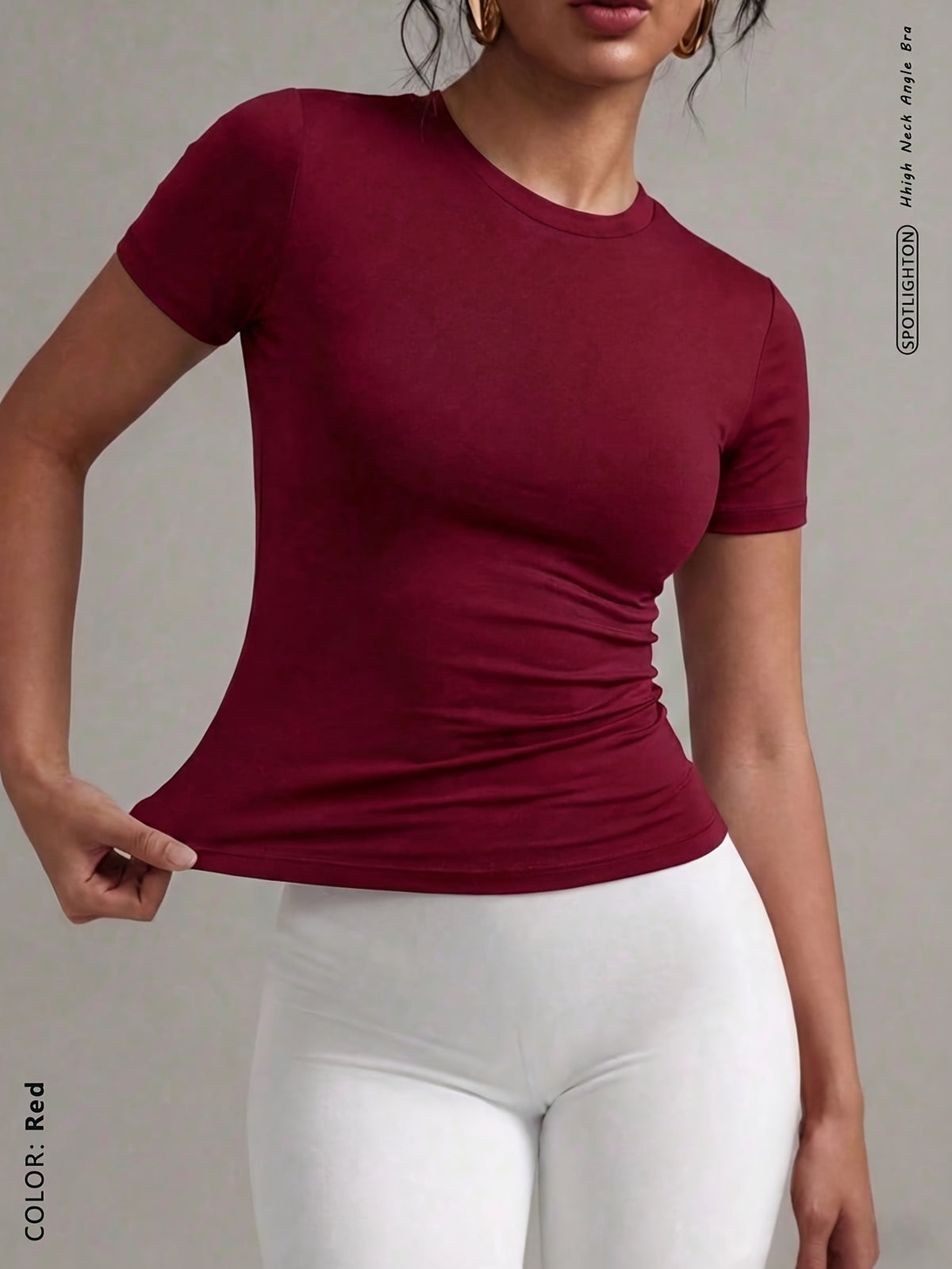 Soft Fitted Crew Neck Tee - Burgundy