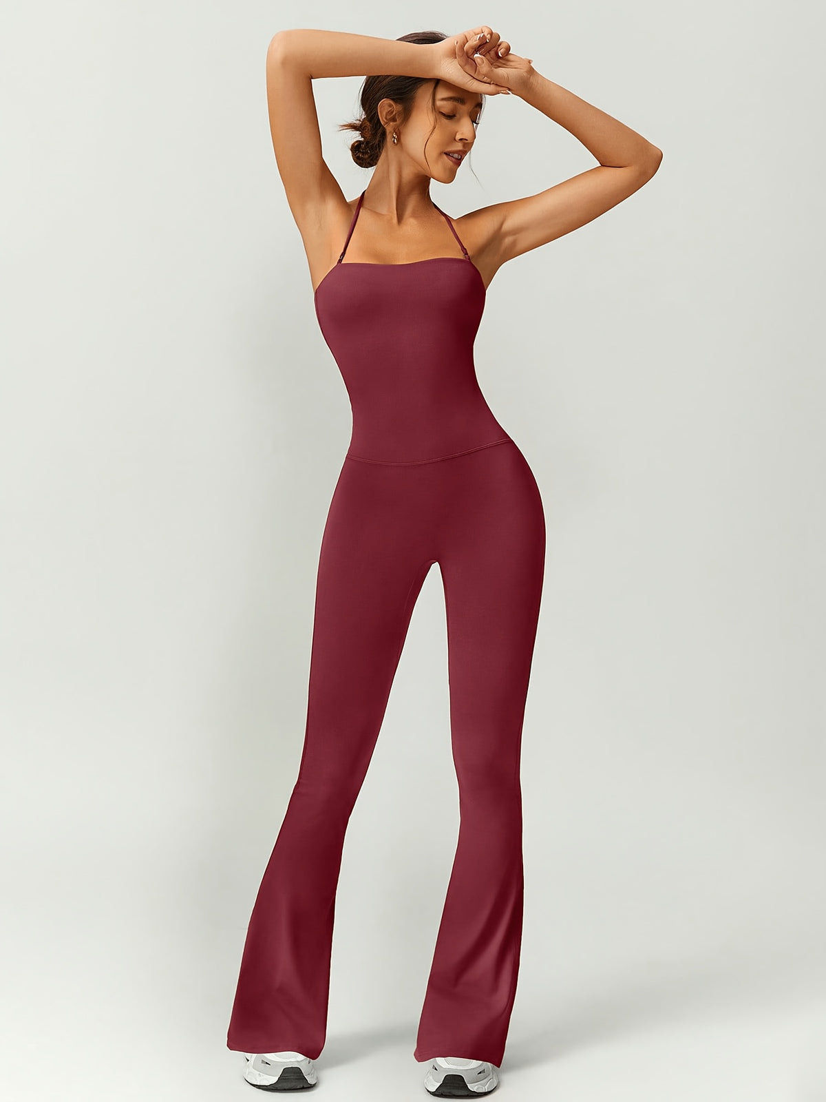 Strapless Flare Jumpsuit - Burgundy