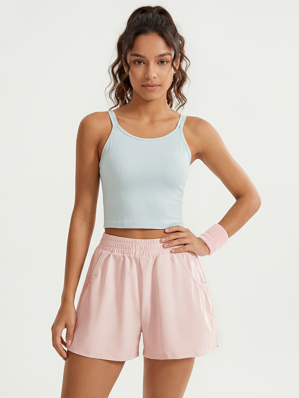 Loose Pocket Running Shorts - Light Pink