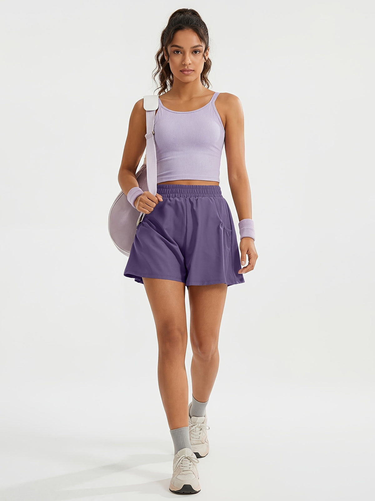 Loose Pocket Running Shorts - Purple