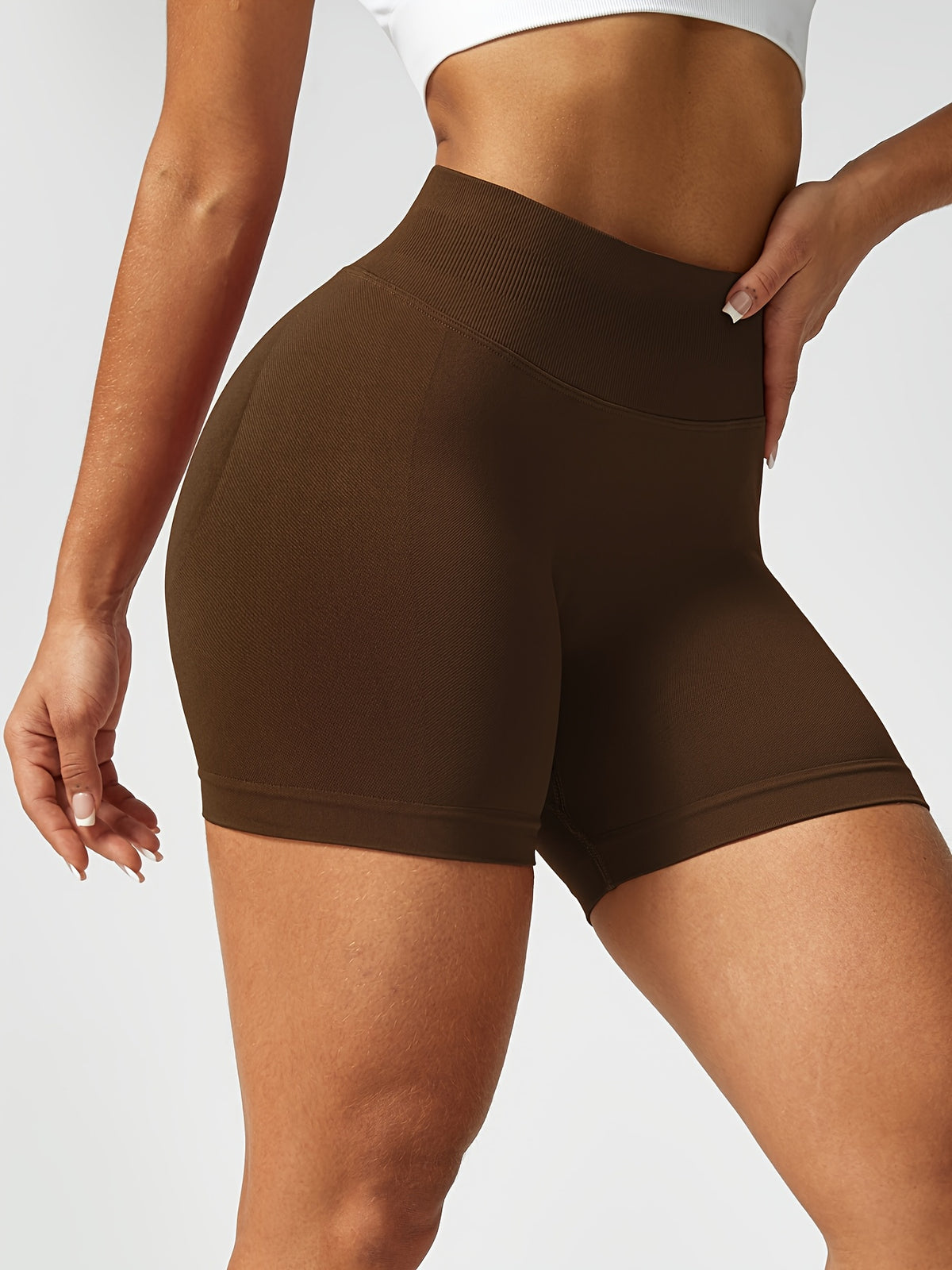 Seamless Peach Lift Biker Shorts - Mocha Brown