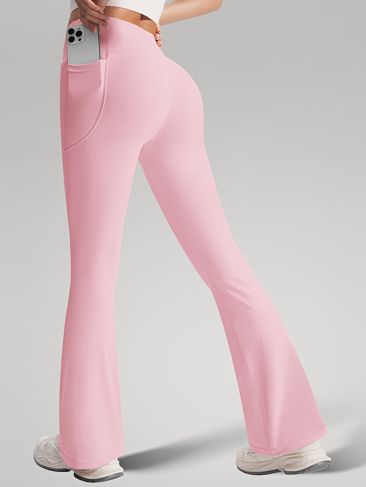 Fitted Tee & Flare Pants Set - Pink