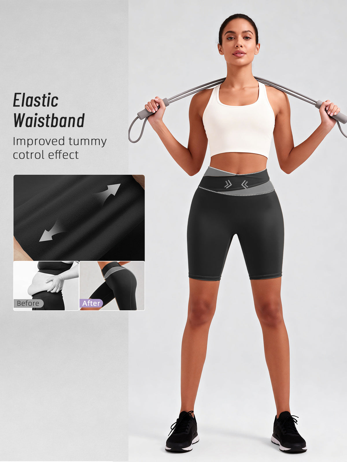 Tummy Control Lifting Gym Shorts - Black