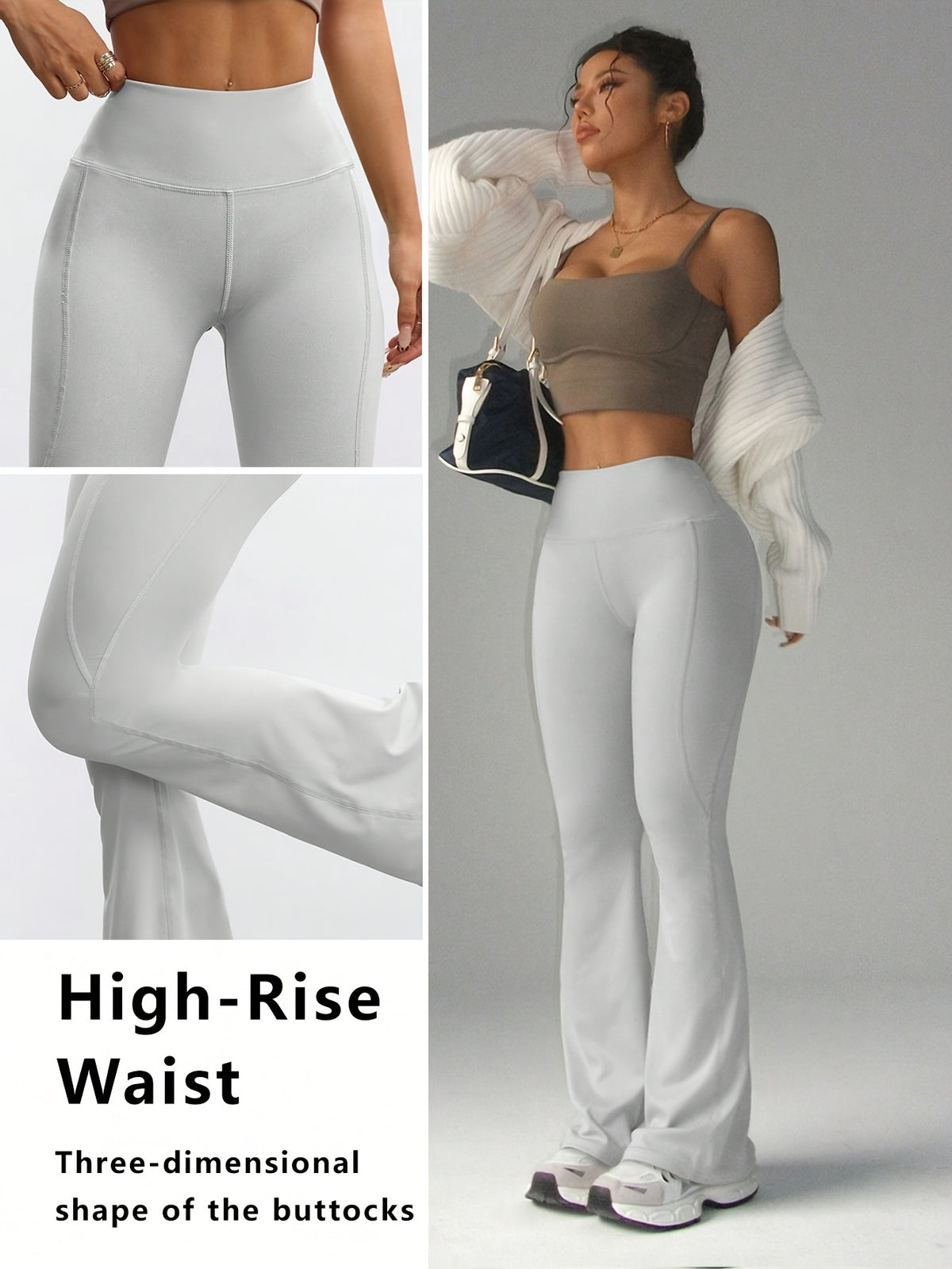 High Waist Flare Pants - Cloud Grey