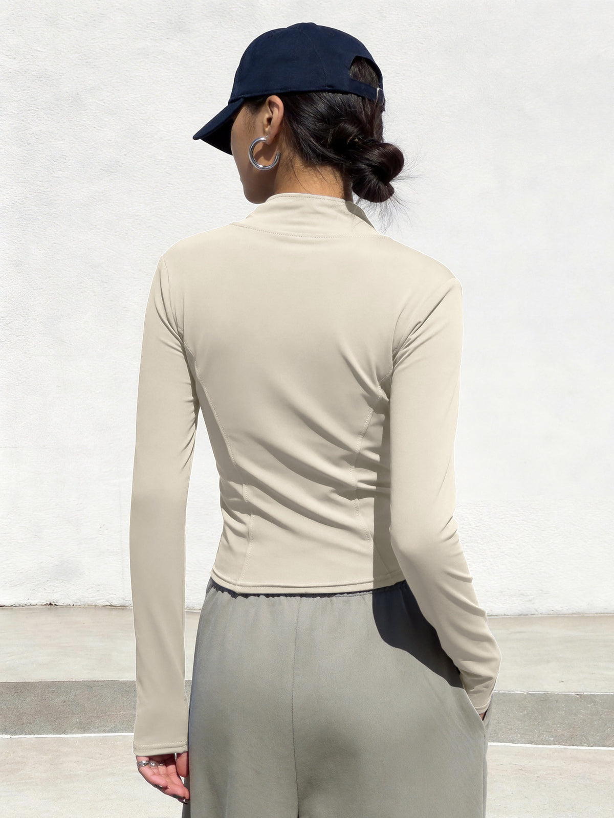 Sweat Wicking Stretch Pilates Jacket - Ivory White