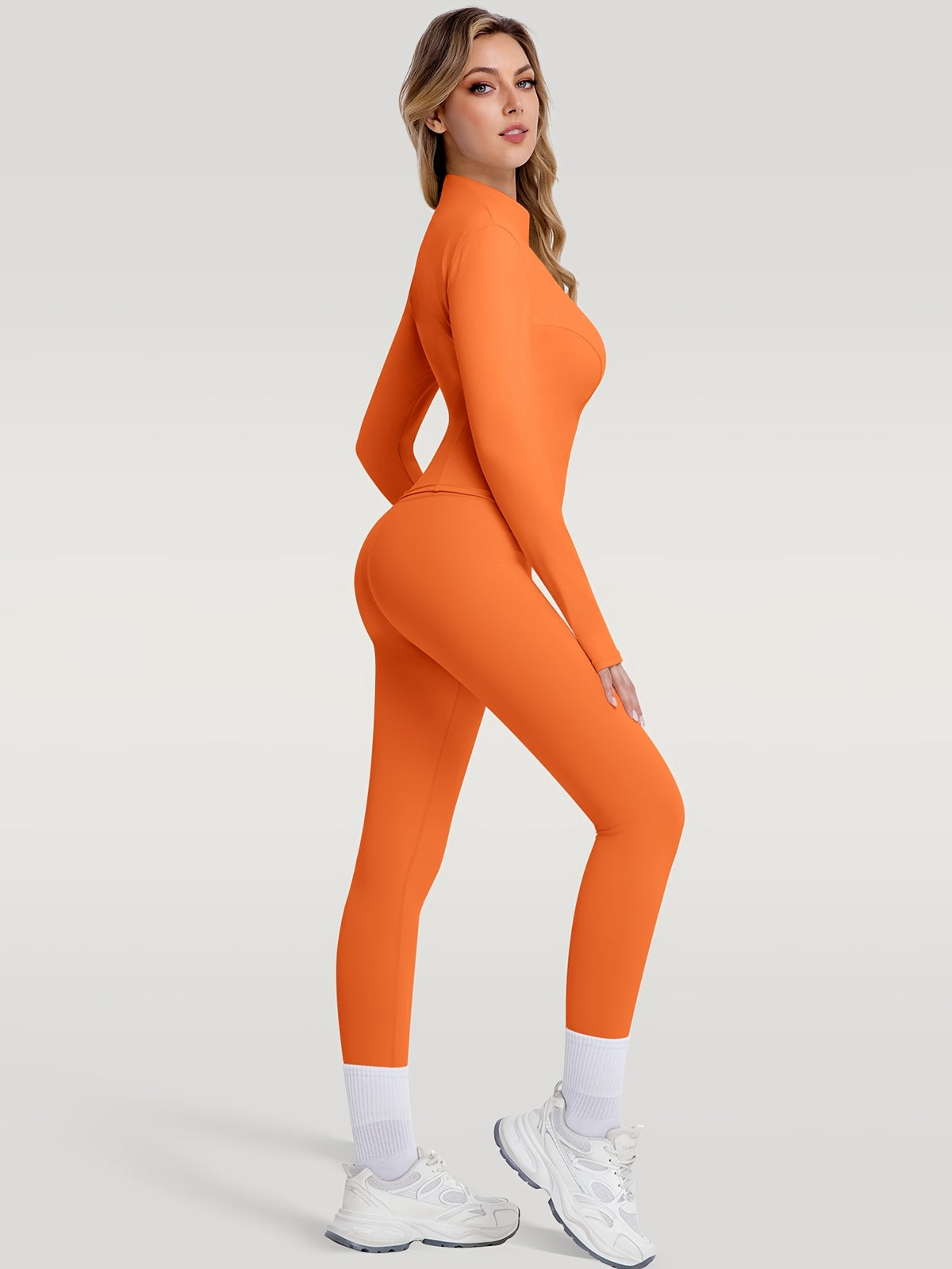 Figure Hugging Jacket & Pants Set - Orange